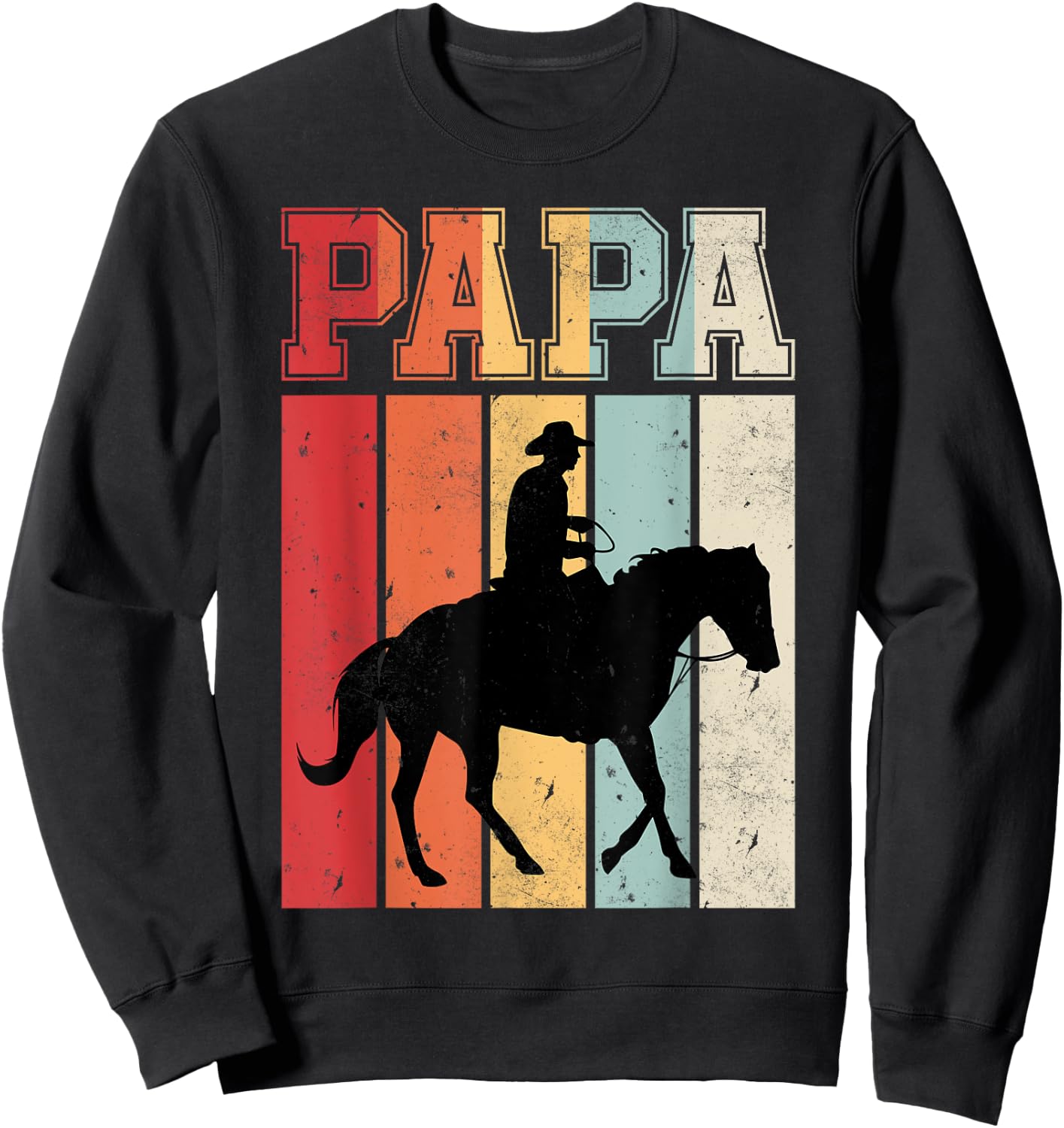 Vintage Horse Riding Papa Retro Gift Father's Day Daddy Sweatshirt - Sweatshirt | Black