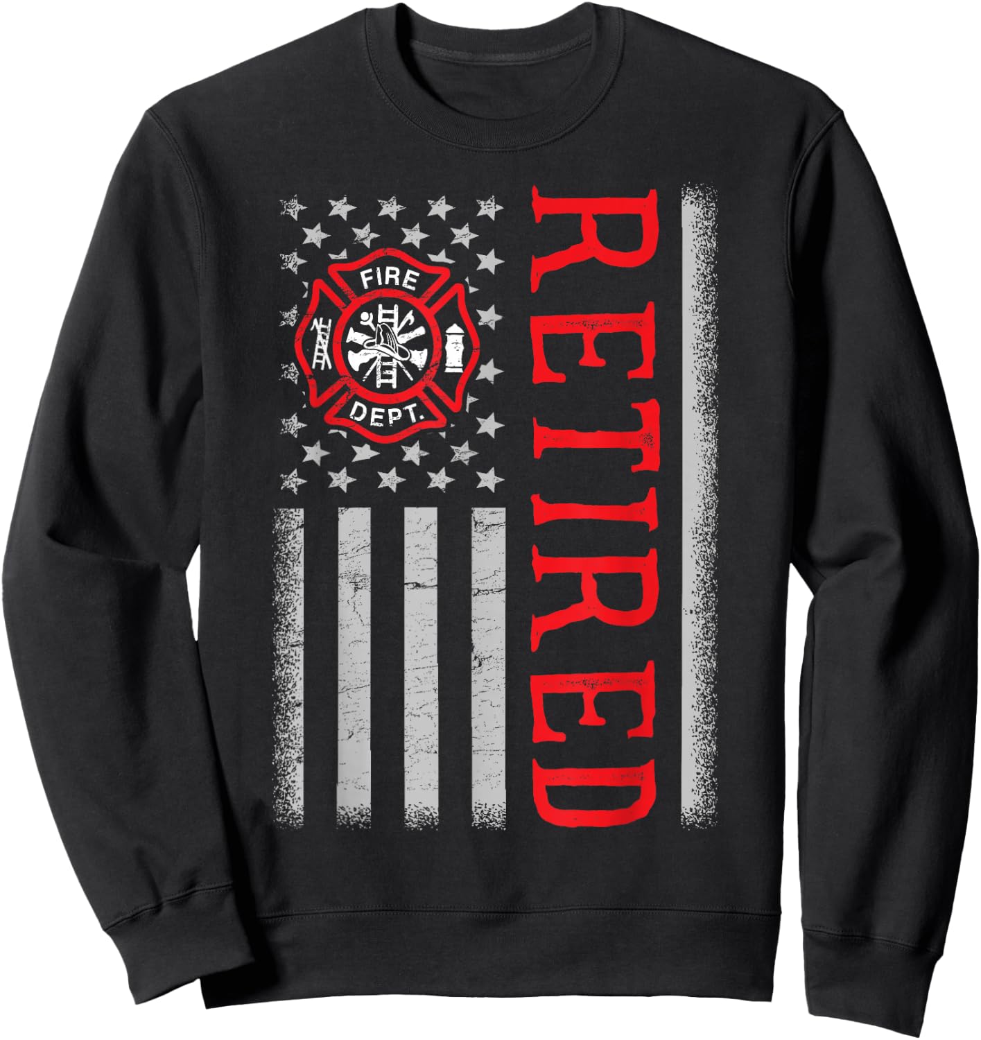 Thin Red Line Firefighter American Flag Retired Sweatshirt - Sweatshirt | Black