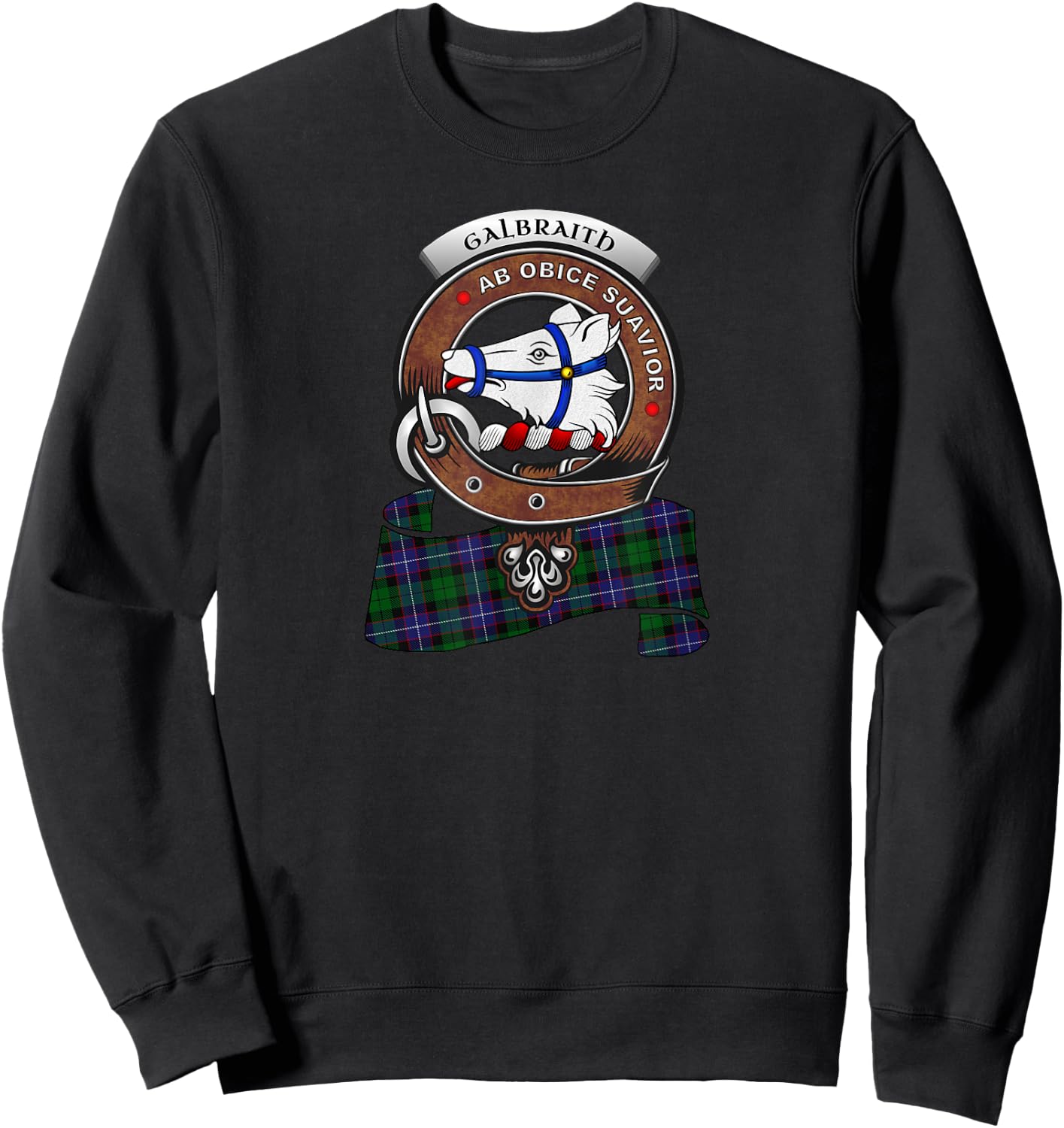 Galbraith Clan Badge &Tartan Sweatshirt - Sweatshirt | Black
