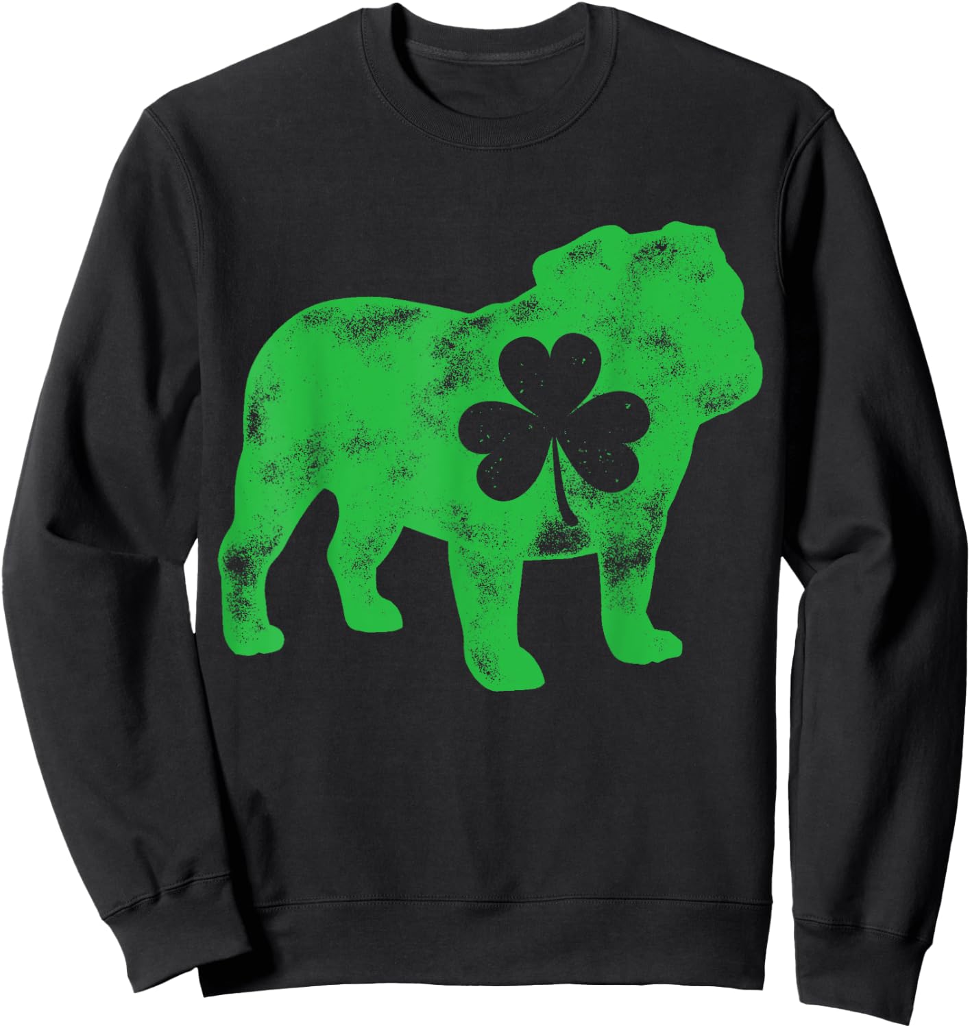 English Bulldog St Patricks Day Boys Men Dog Shamrock Puppy Sweatshirt - Sweatshirt | Black