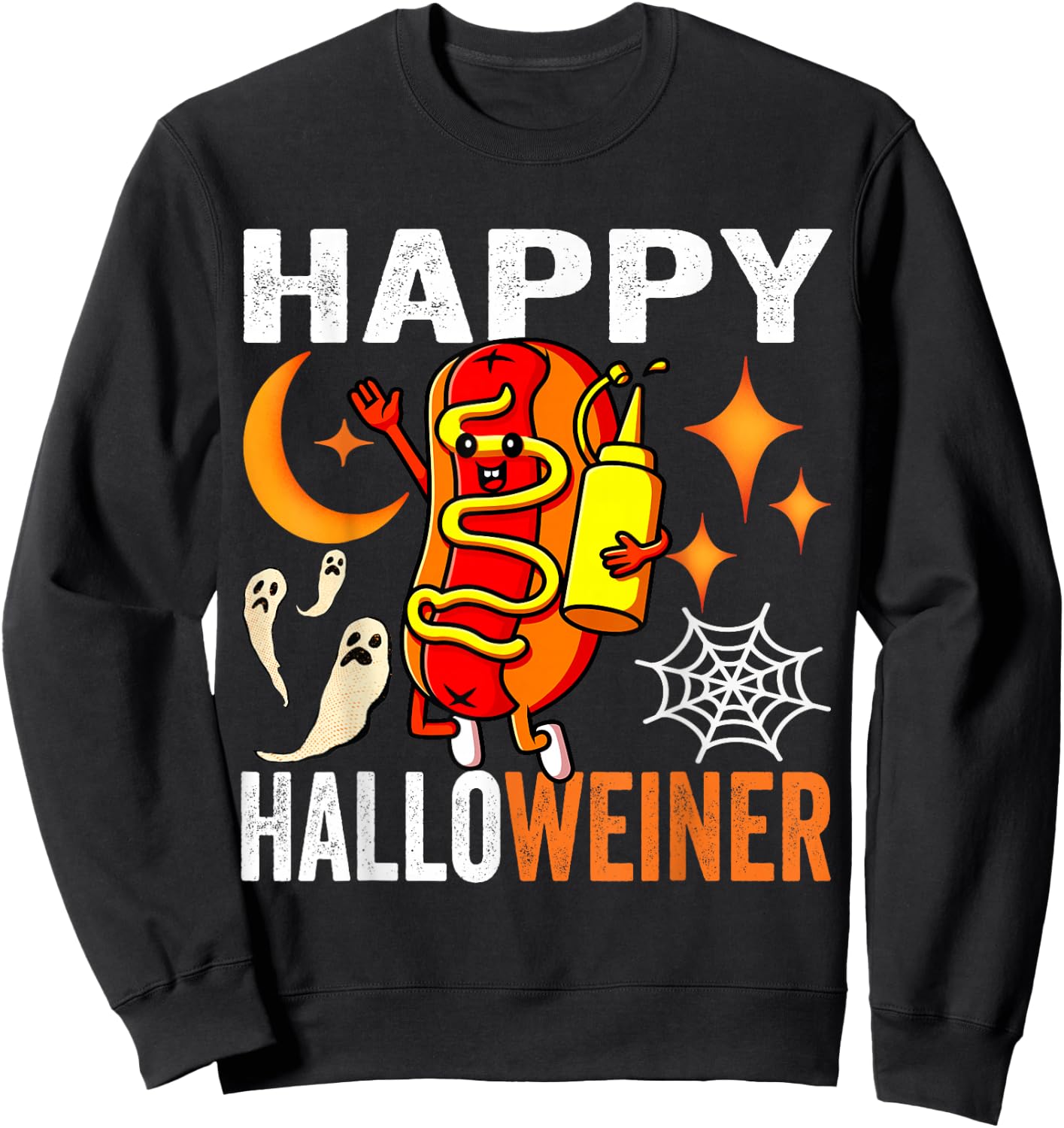 Happy Halloweiner Funny Halloween Party Cute Hot-Dog Costume Sweatshirt - Sweatshirt | Black