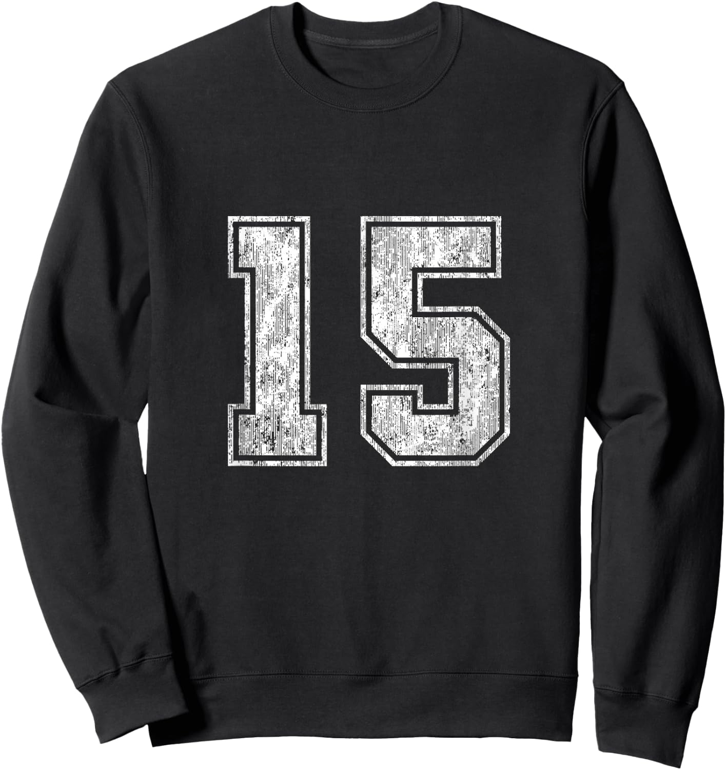 Number 15 Vintage Fifteen Sports Design Sweatshirt - Sweatshirt | Black