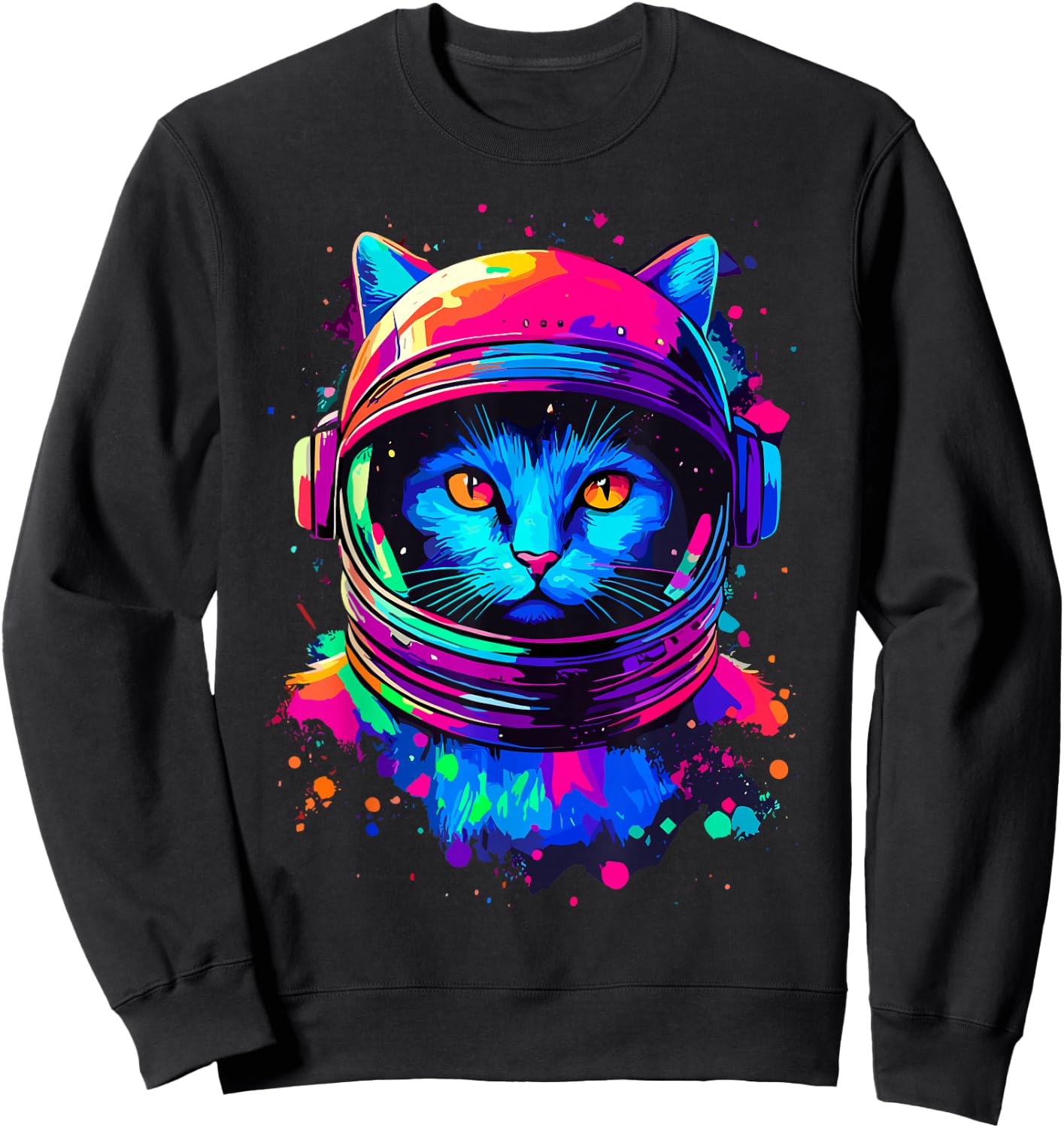 Space Cat Astronaut Space Sweatshirt - Sweatshirt | Black