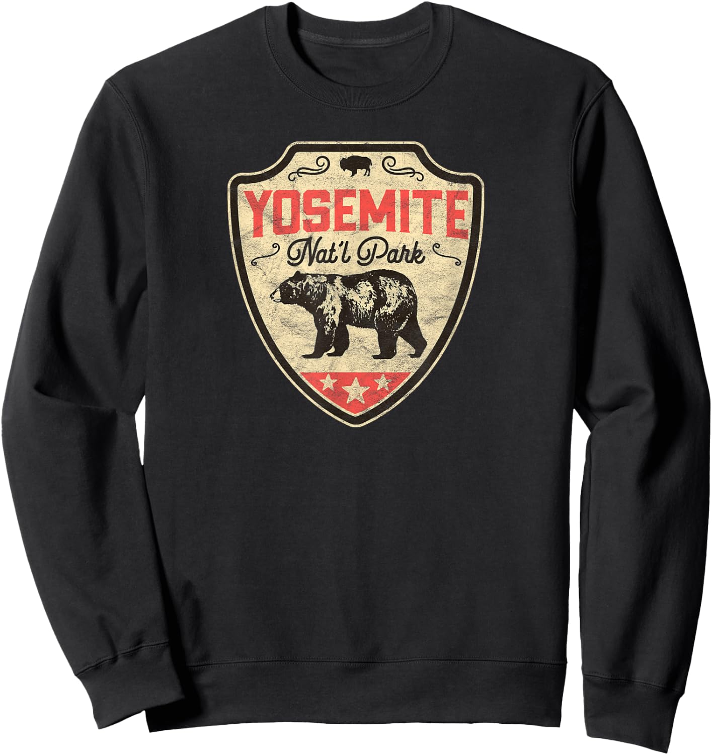 Vintage Yosemite National Park Bear Badge Retro Shirt Sweatshirt - Sweatshirt | Black