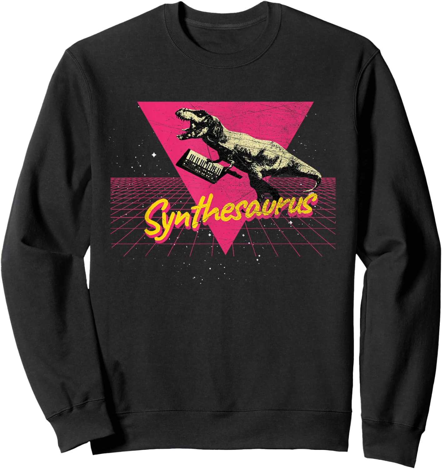 Analog Synth Techno Producer ADSR Nerd Keytar Synthesaurus Funny Synthesizer Nerd Vintage Synth Adults Small Classic Fit Black Sweatshirt - Sweatshirt | Black
