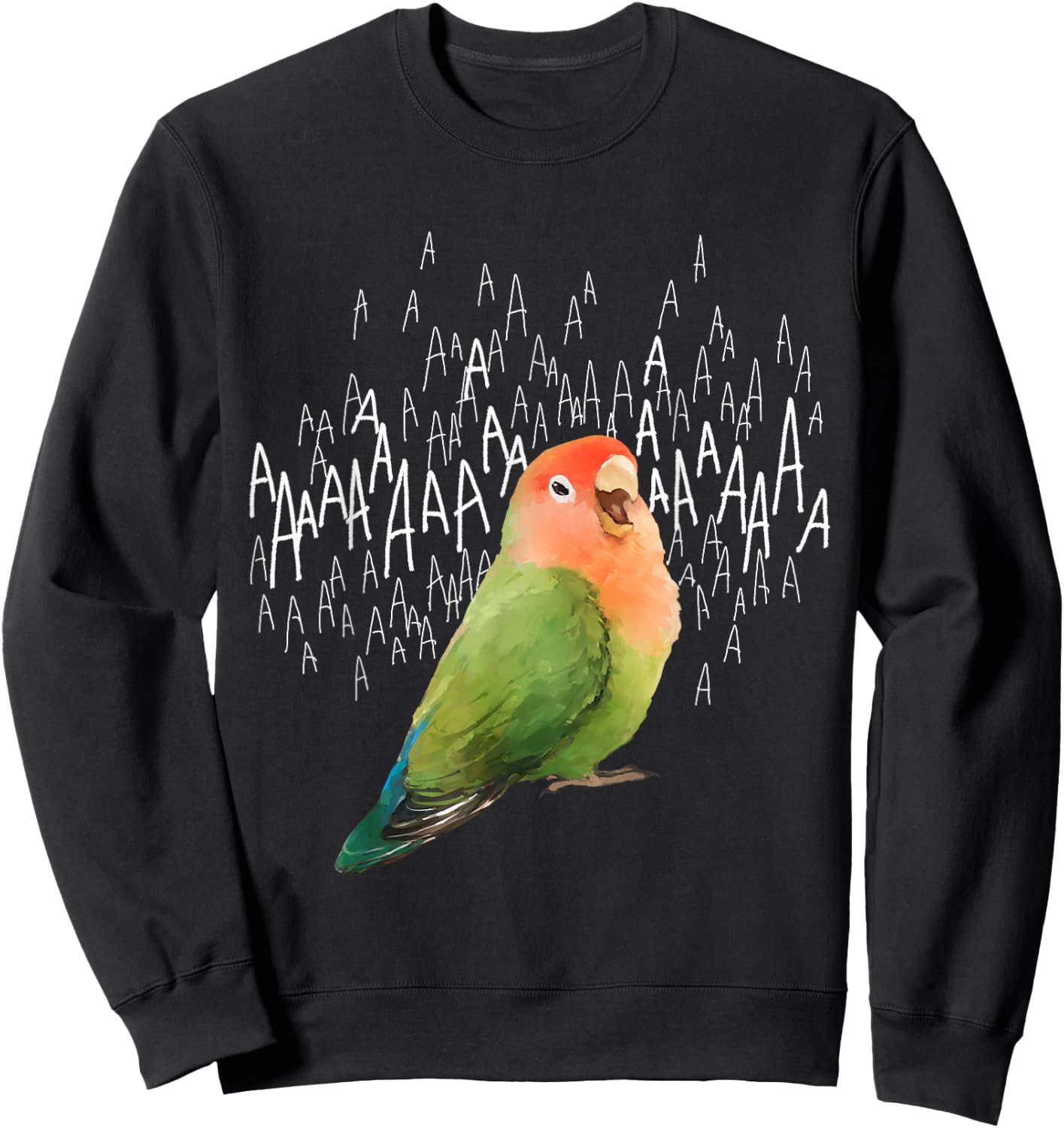 Birbber -Adults & Kids Black Screaming Lovebird (Green Peachfaced) Cotton 100% Modern Cartoon Sweatshirt - Sweatshirt | Black