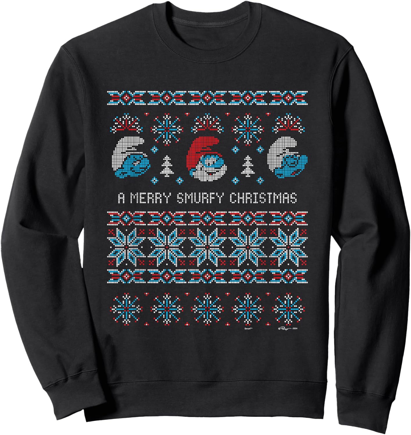 The Smurfs Christmas A Very Smurfy X-Mas Ugly Sweater Sweatshirt - Sweatshirt | Black