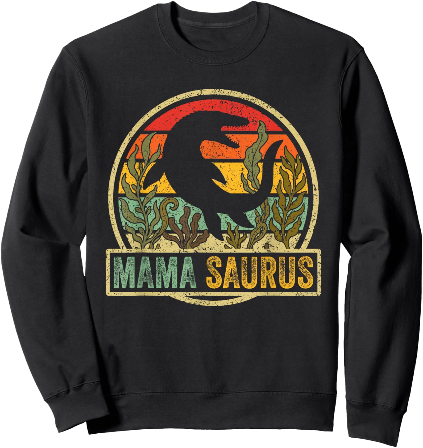 Vintage Retro Mama Saurus SeaRex Mosasaurus Dinosaur Women Sweatshirt - Sweatshirt | Black