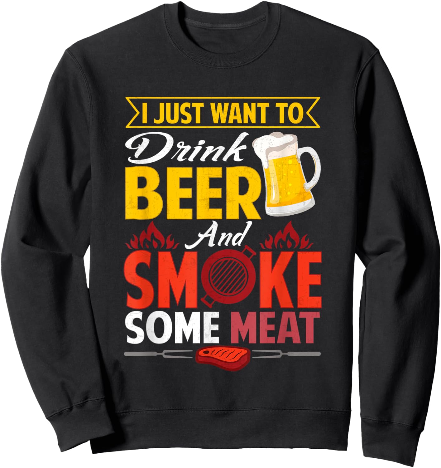 Pitmaster Shirt Gift Drink Beer Smoke Meat BBQ Smoking Sweatshirt - Sweatshirt | Black