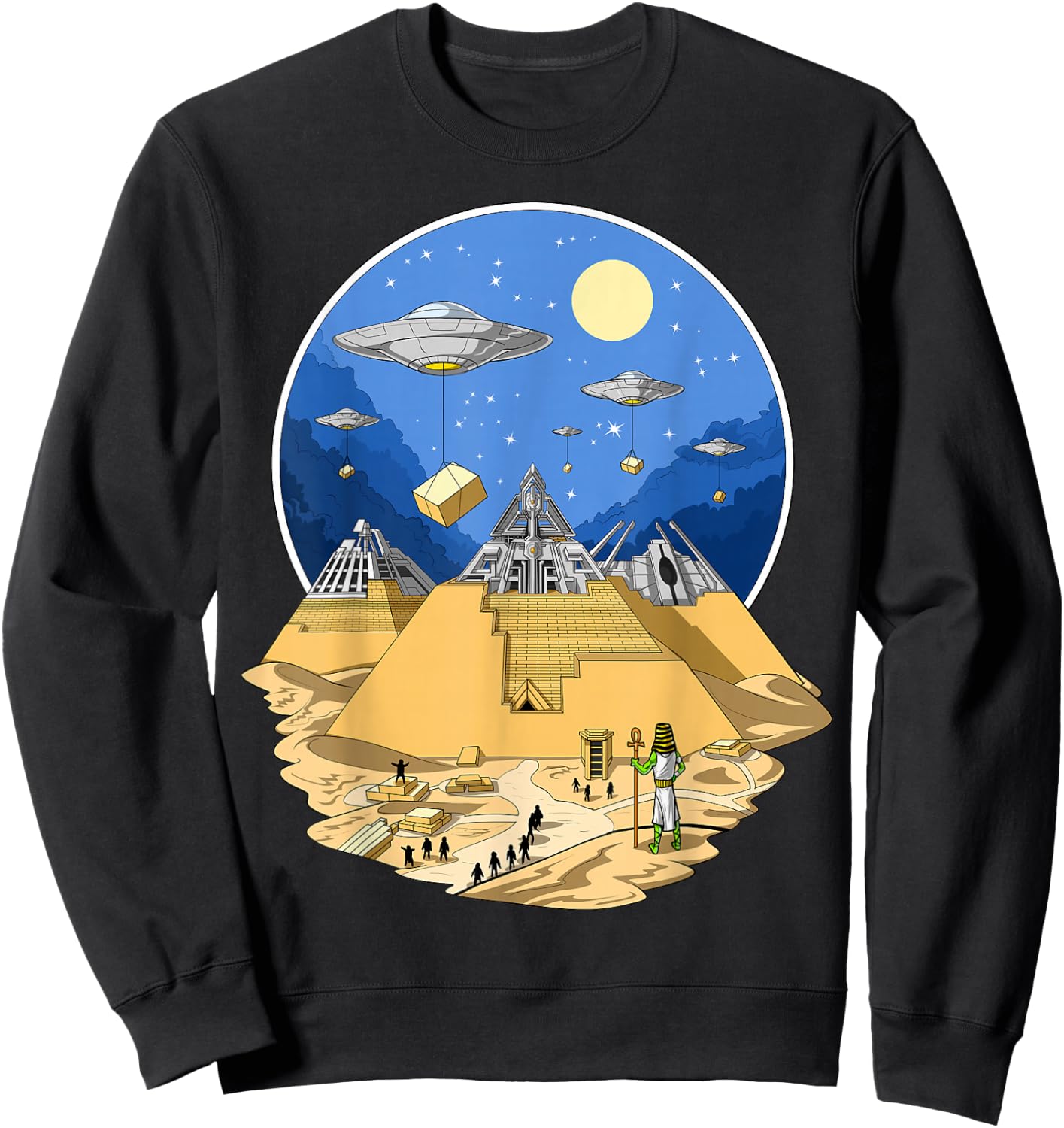 Ancient Egyptian Pyramid Alien UFO Space Aliens Sweatshirt - Sweatshirt | Black