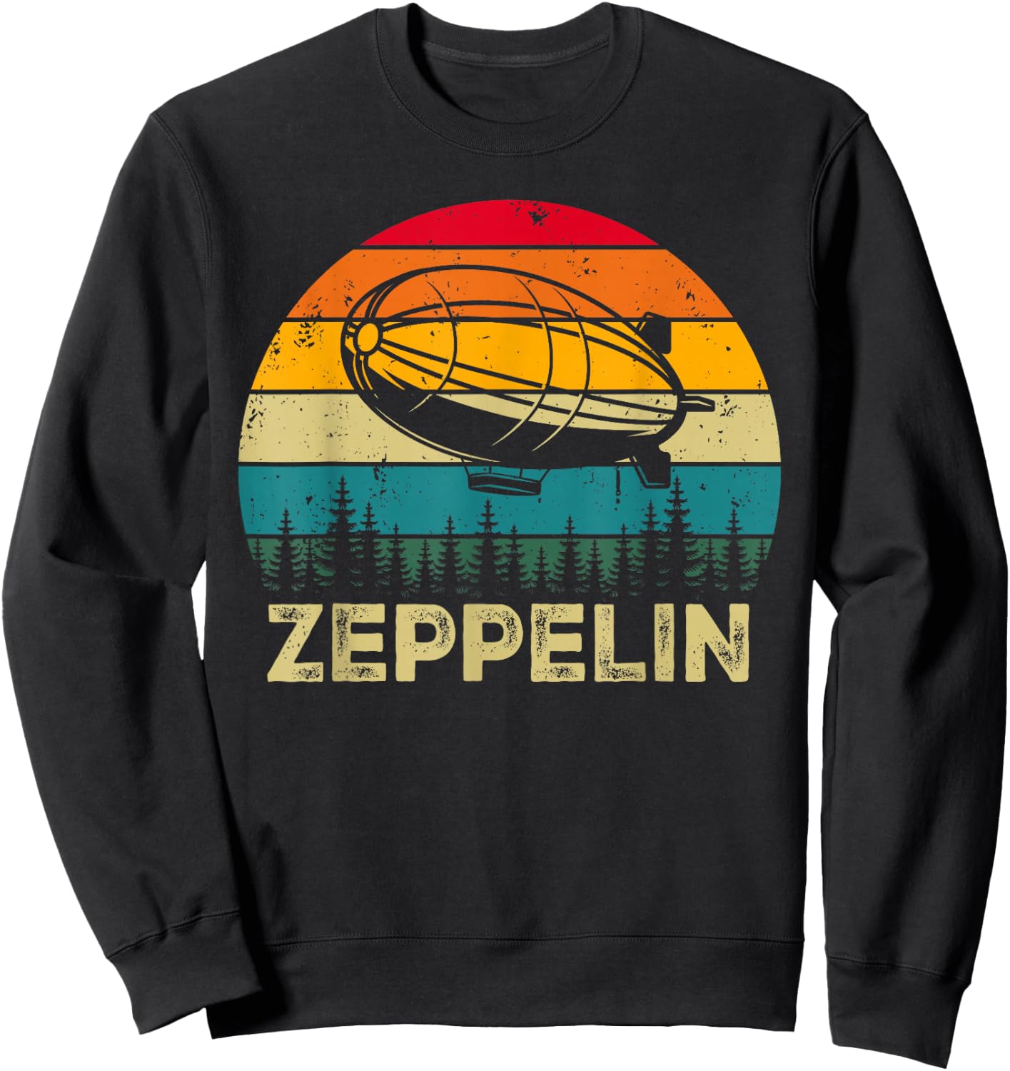 Vintage Retro Zeppelin 70s 80s Dirigible Airship Blimp Sweatshirt - Sweatshirt | Black
