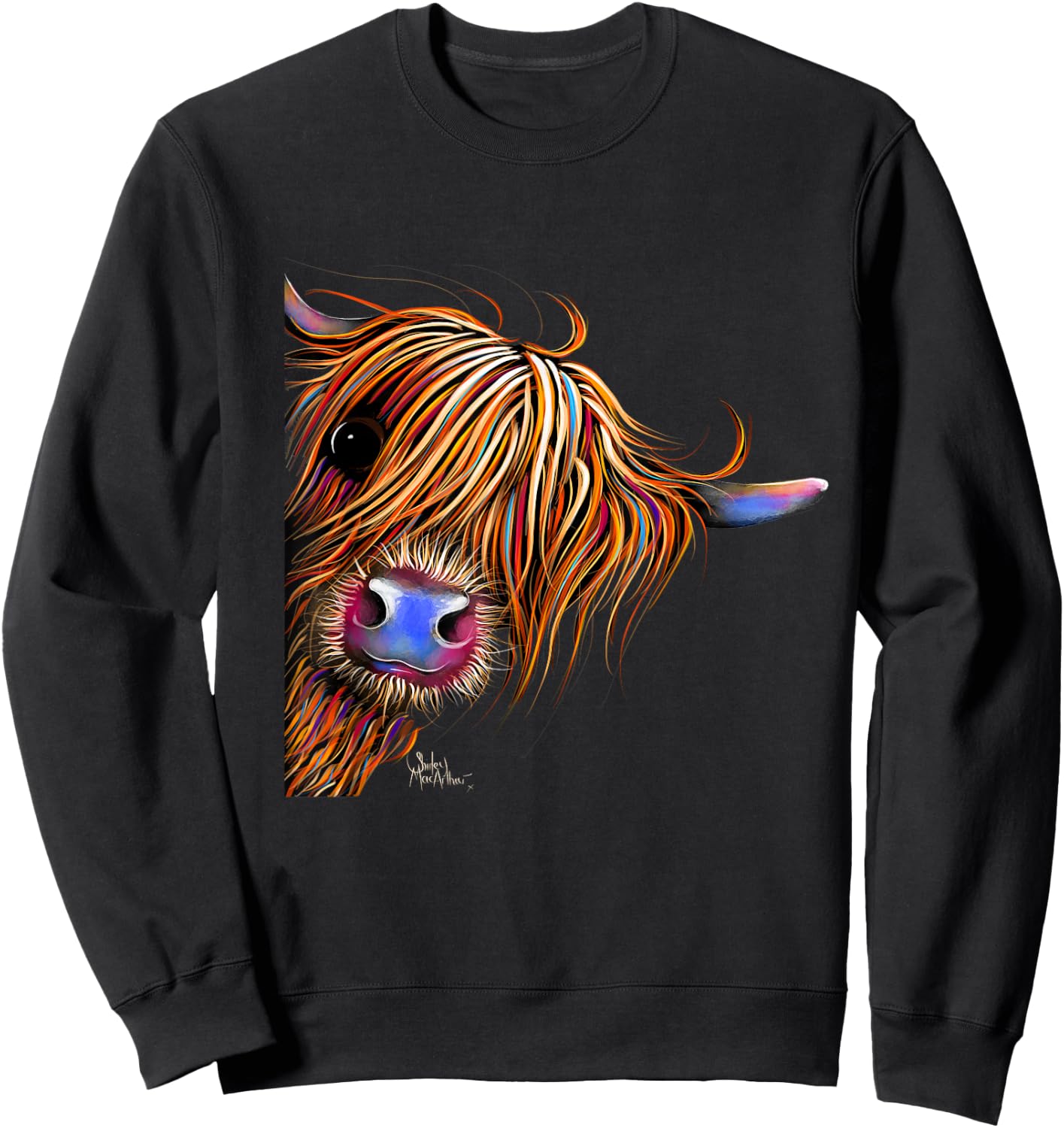 HiGHLaND CoW PRiNT ANiMaL PRiNT ' SuGaR LuMP ' Sweatshirt - Sweatshirt | Black