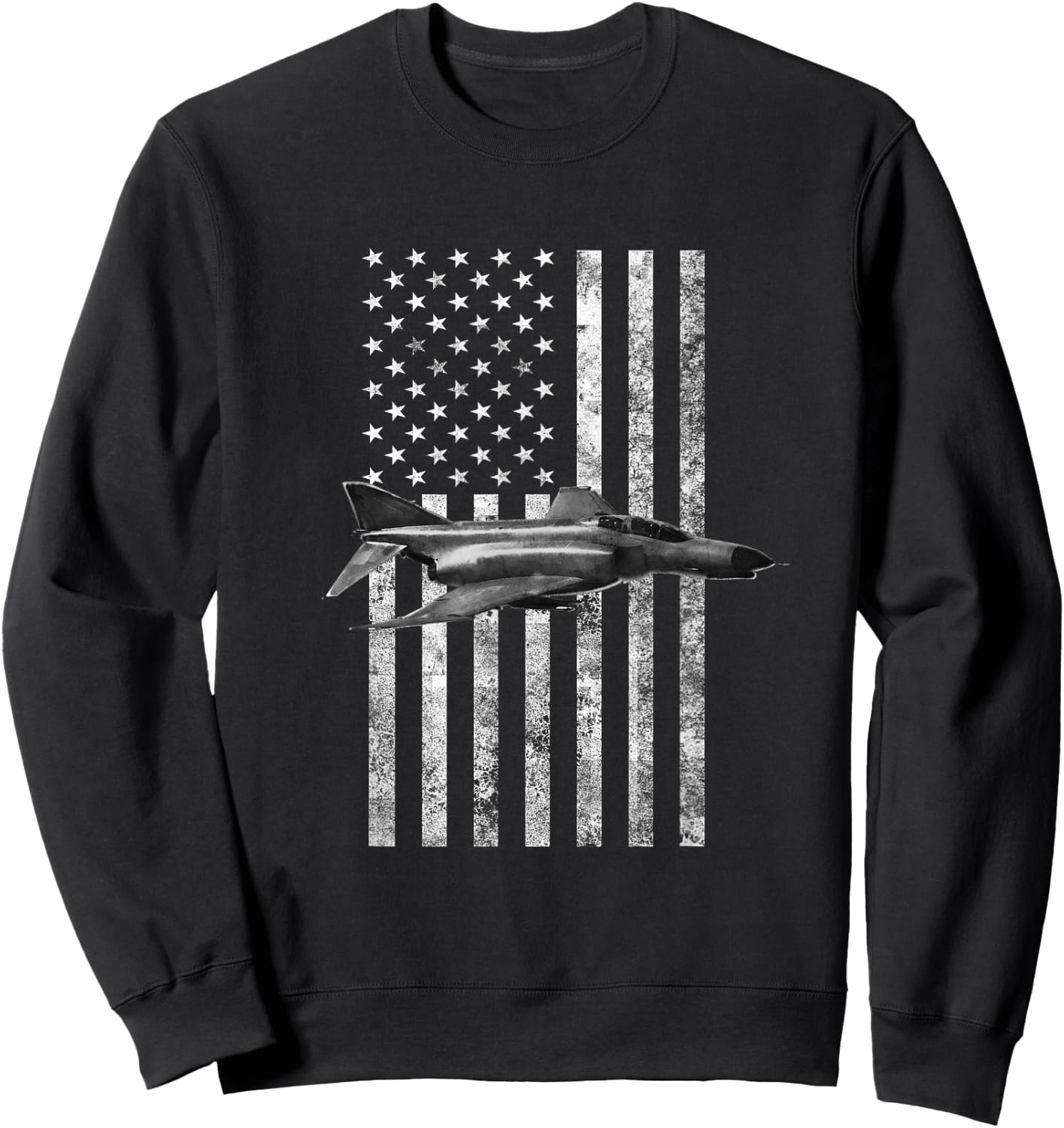 F-4 Phantom II American USA Flag - Military Machine Sweatshirt - Sweatshirt | Black