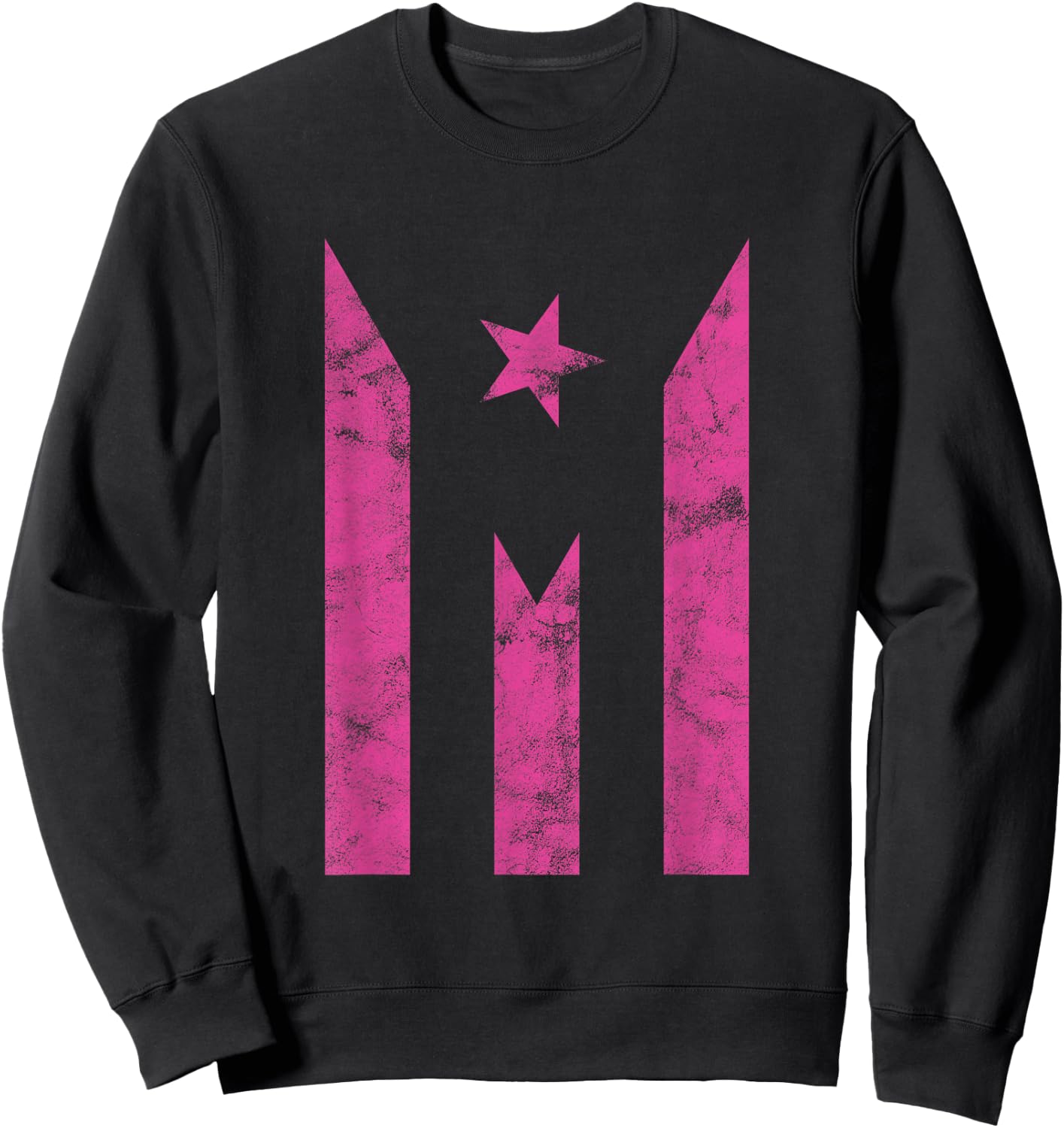 Boricua Puerto Rico Strong Puerto Rican Flag - Pink Sweatshirt - Sweatshirt | Black