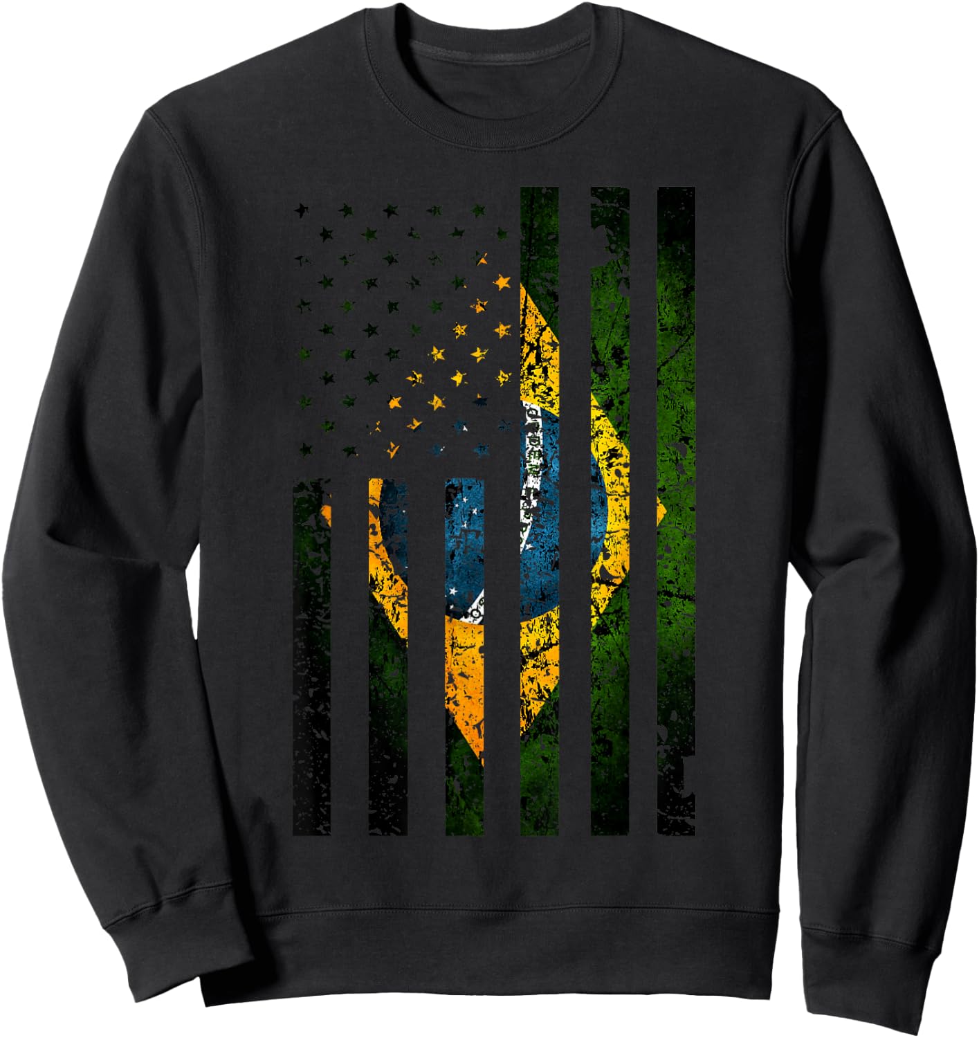 Brazil Brazilian Roots American Flag | Half Brasil Half USA Kids Men Sweatshirt - Sweatshirt | Black