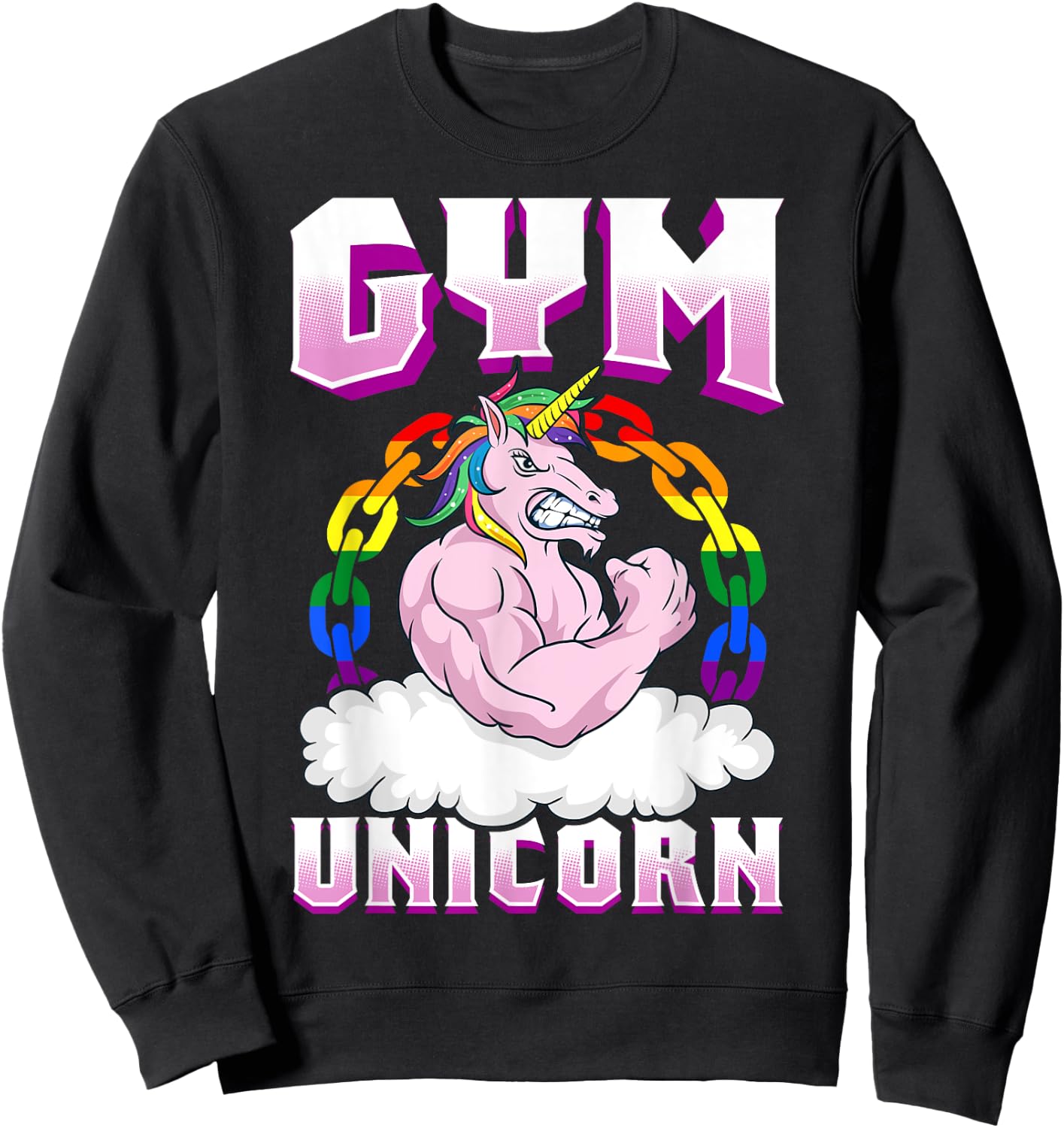 Gay Muscle Shirt Unicorn Funny Shirt Gay Gym Shirt Workout Sweatshirt - Sweatshirt | Black