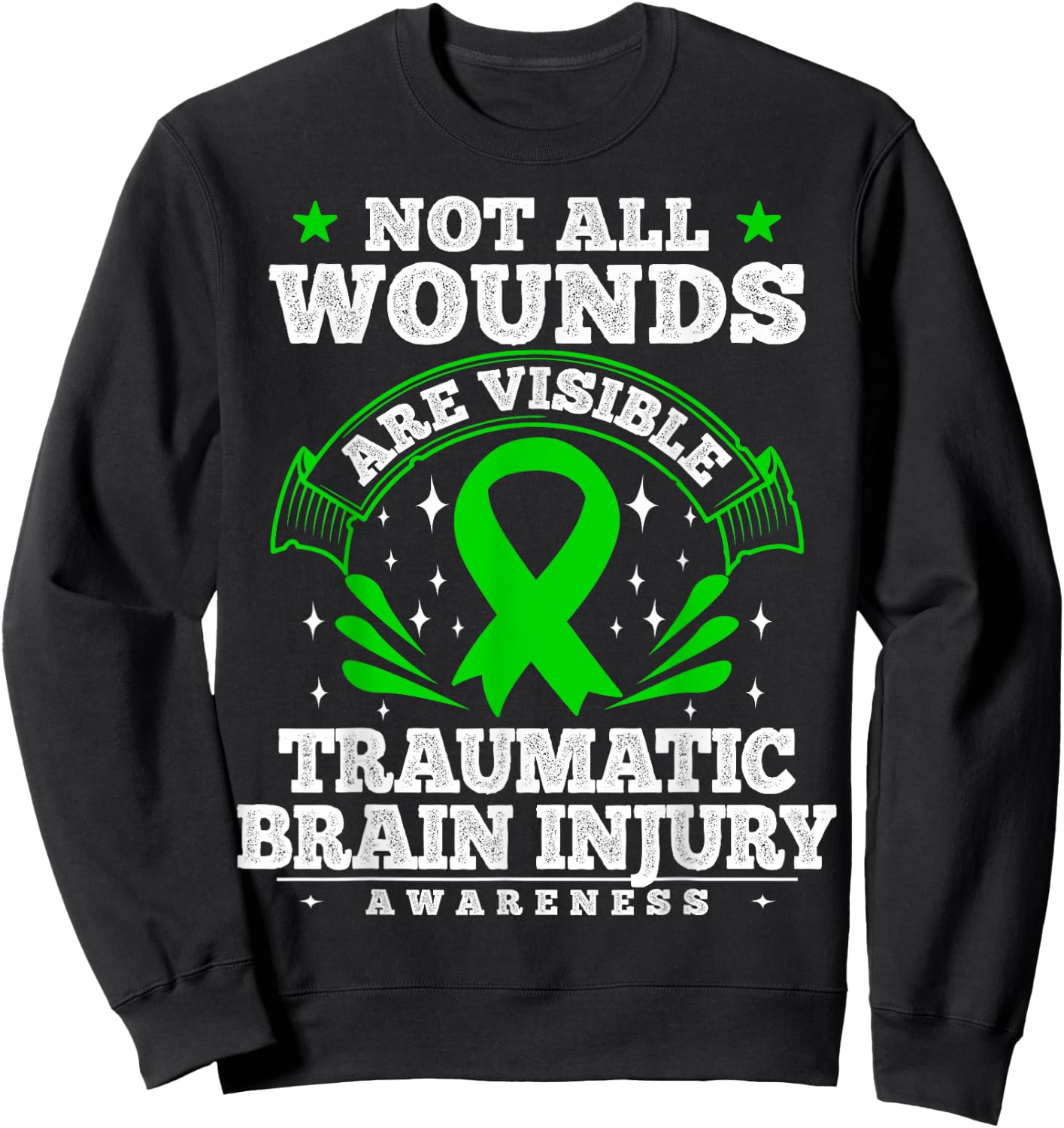 Traumatic Brain Injury Survivor - TBI Awareness Ribbon Sweatshirt - Sweatshirt | Black