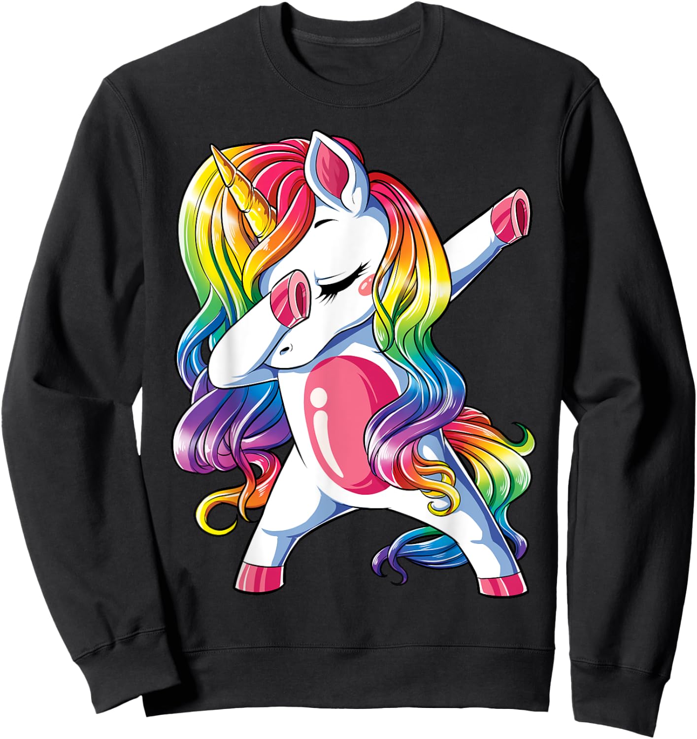 Dabbing Unicorn T Shirt Girls Kids Women Rainbow Unicorns Sweatshirt - Sweatshirt | Black