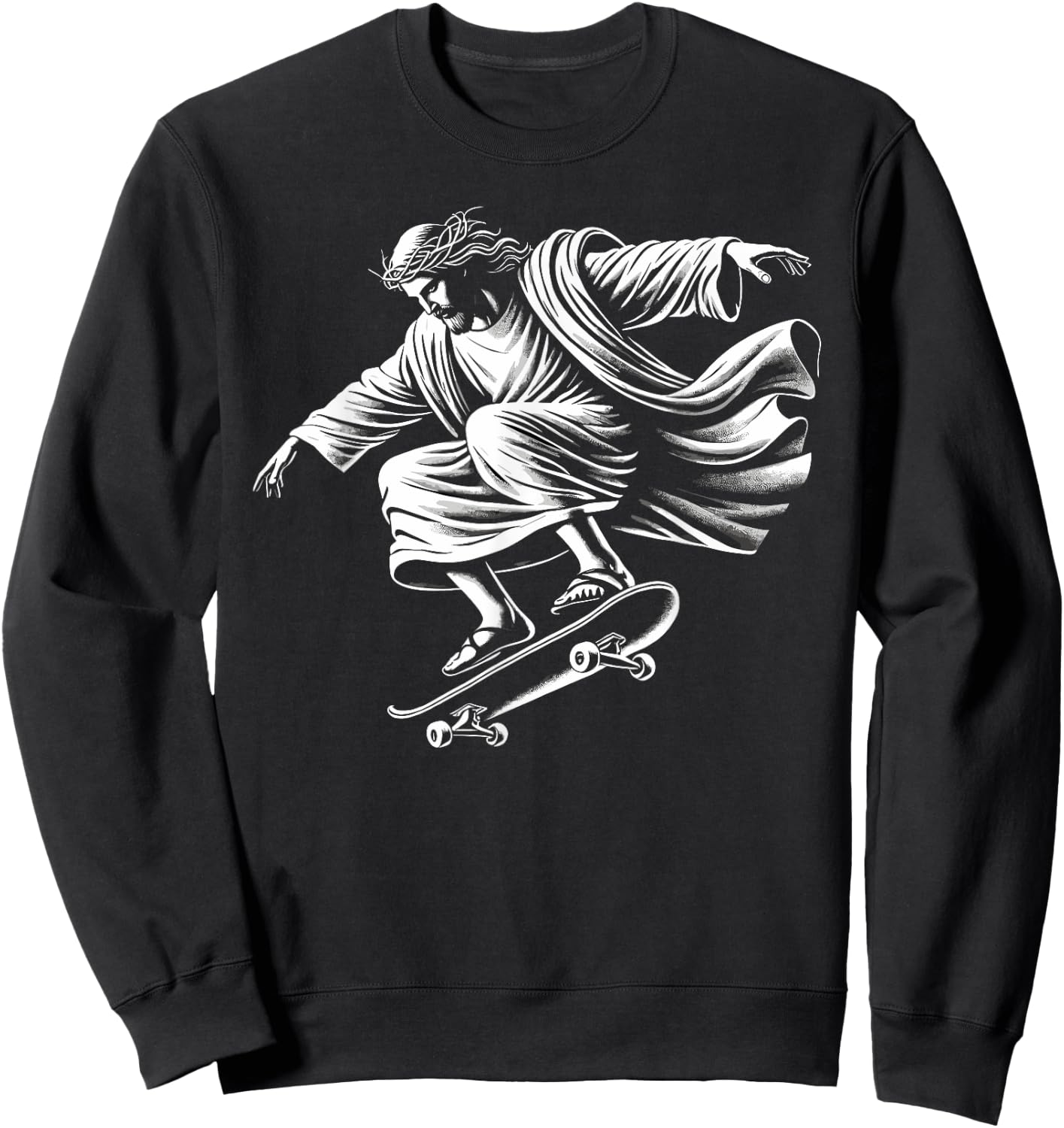 Funny jesus skateboard skateboarding christ christian skate Sweatshirt - Sweatshirt | Black