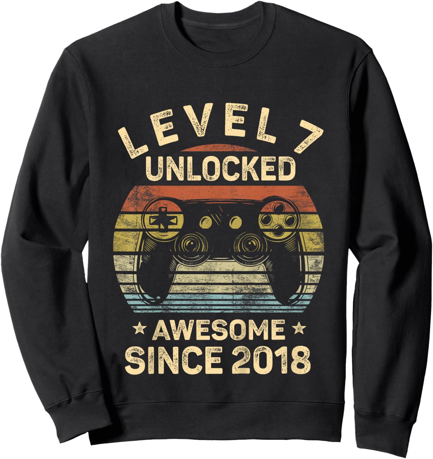 Kids Level 7 Unlocked 7th Birthday 7 Year Old Gifts Gamer Bday Sweatshirt - Sweatshirt | Black