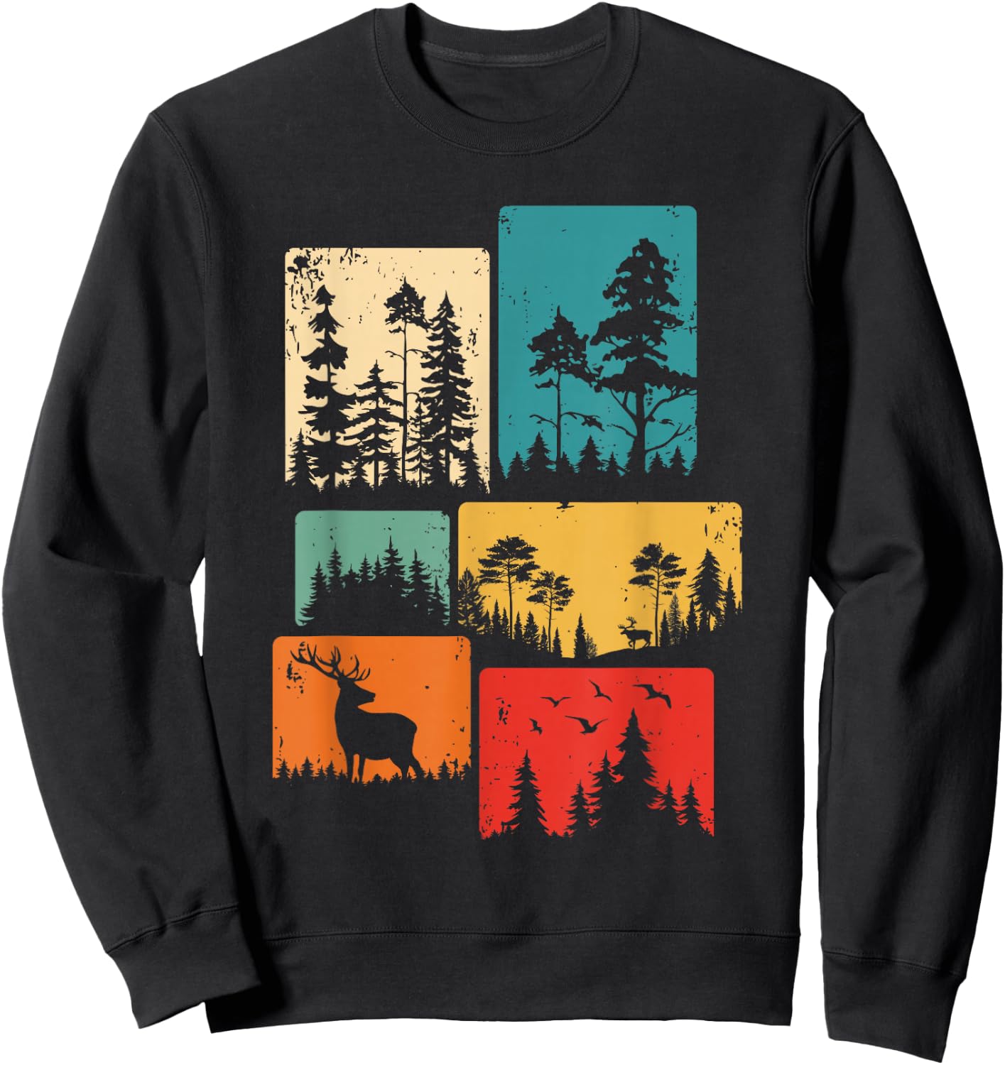 Trees Wildlife Nature Outdoor Vintage Forest Sweatshirt - Sweatshirt | Black