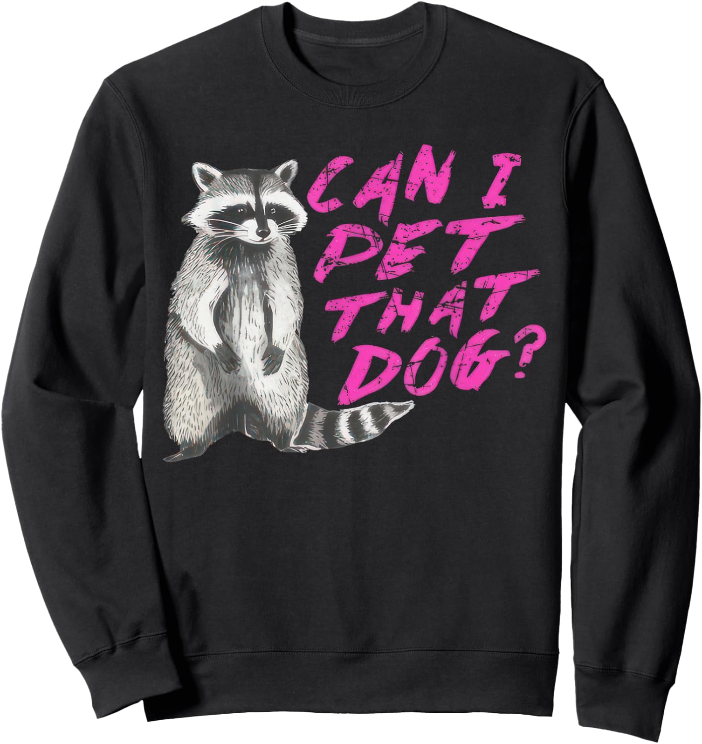 Can I Pet That Dog Funny Racoon Men Women Kids Sweatshirt - Sweatshirt | Black