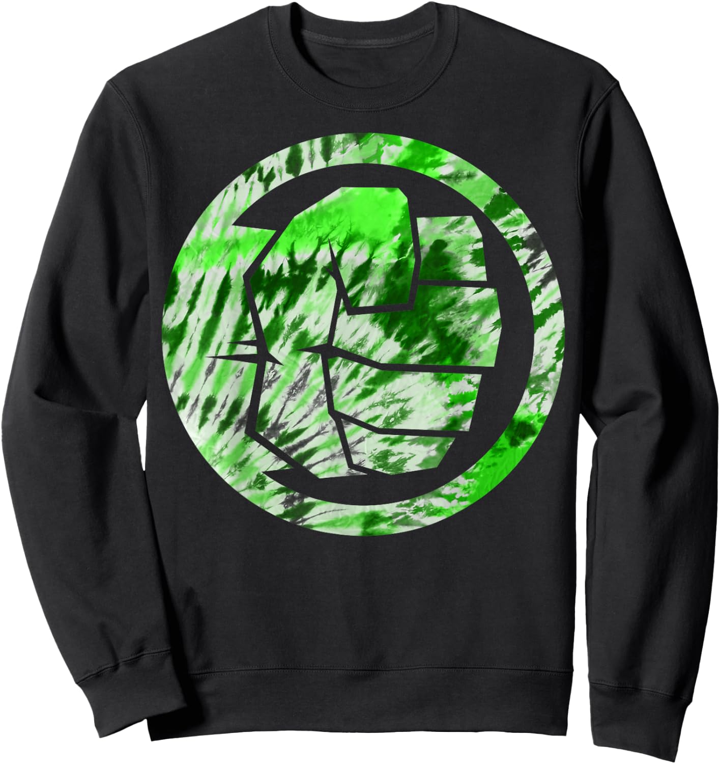 Marvel The Hulk Tie Dye Fist Symbol Graphic Sweatshirt - Sweatshirt | Black