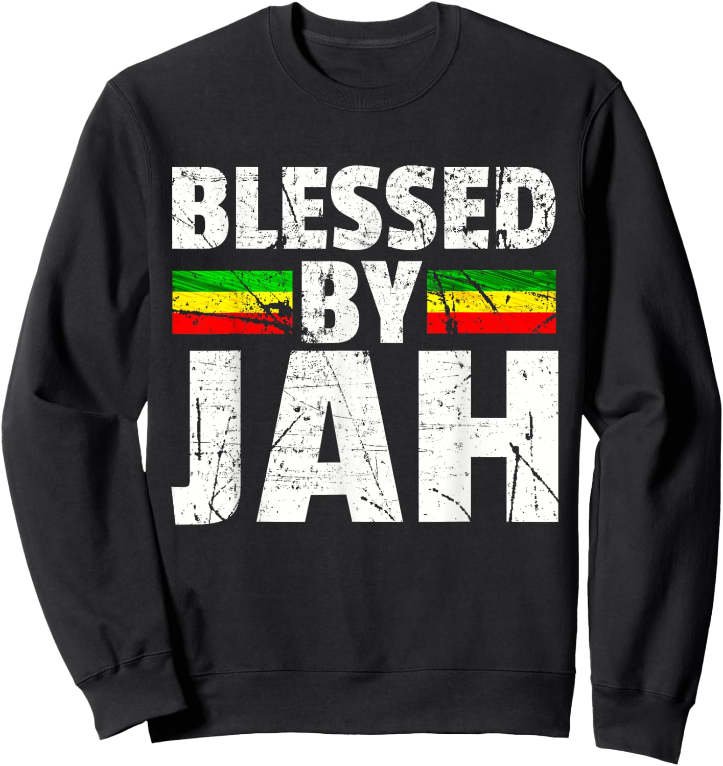 Blessed by Jah Rasta Reggae Gift Jah Bless Sweatshirt - Sweatshirt | Black