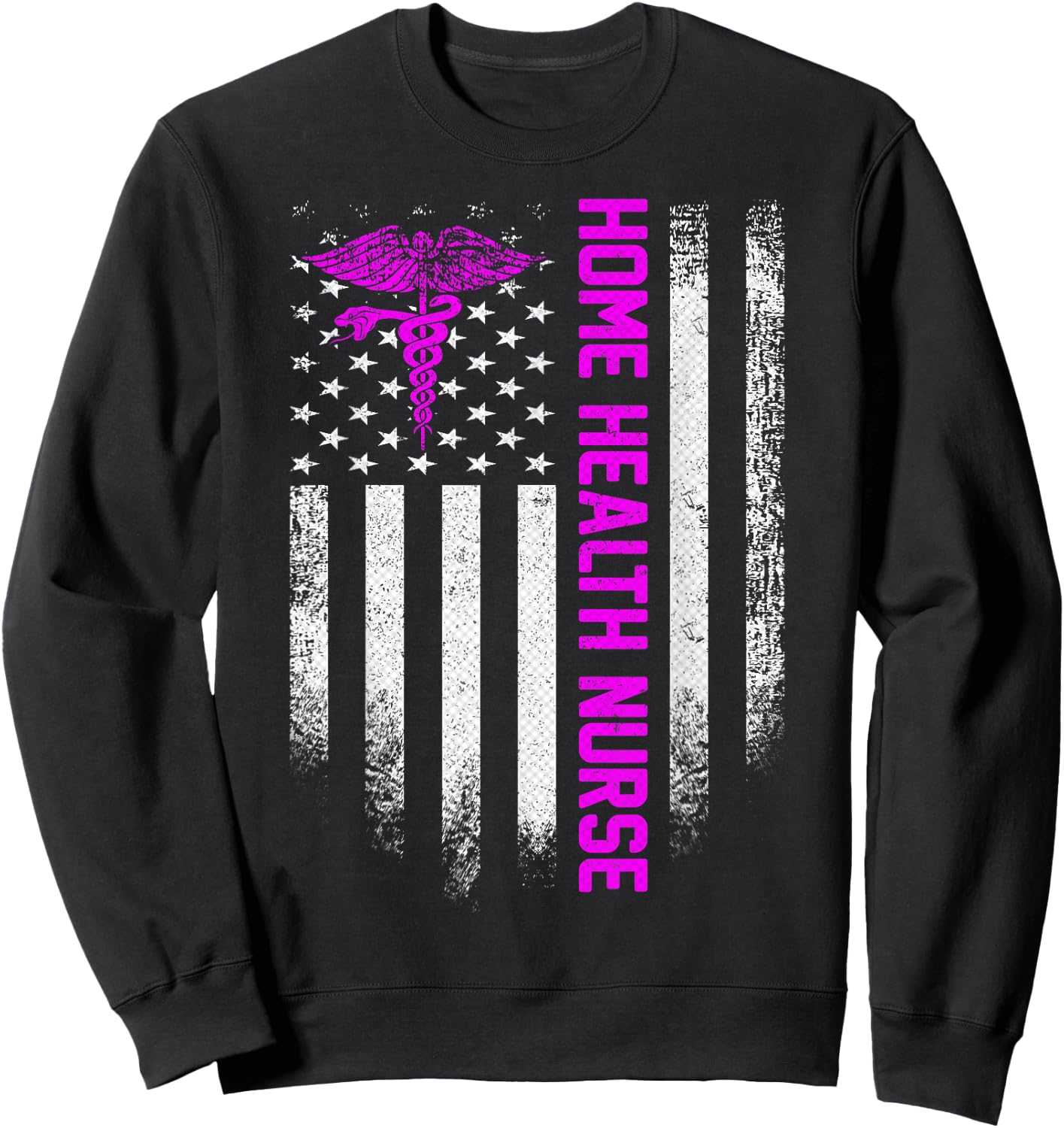 Vintage USA Home Health Nurse American Flag Patriotic Gift Sweatshirt - Sweatshirt | Black