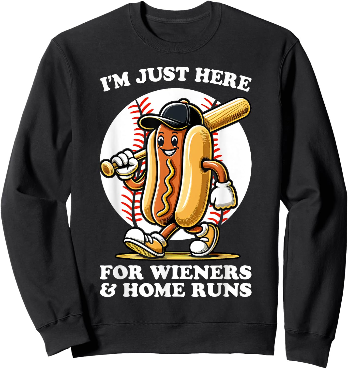 Funny Baseball Design Men Wieners & Home Runs Sweatshirt - Sweatshirt | Black
