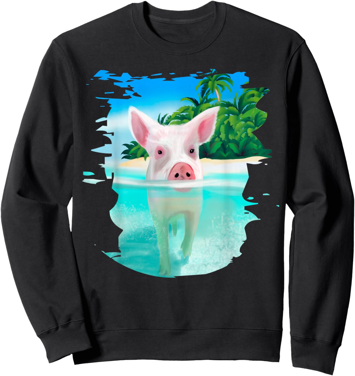 Bahamas Swimming Pigs Pig Swim Beach Holidays Shirt Sweatshirt - Sweatshirt | Black