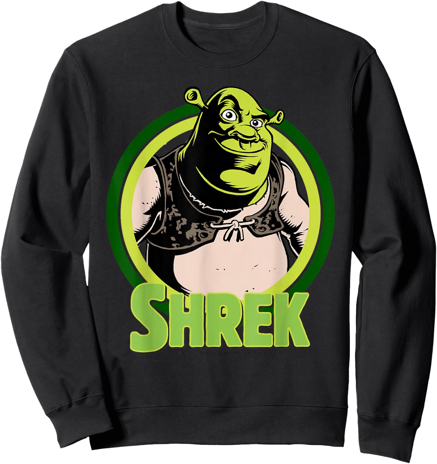 Shrek in Circles Cartoon Portrait Logo Sweatshirt - Sweatshirt | Black