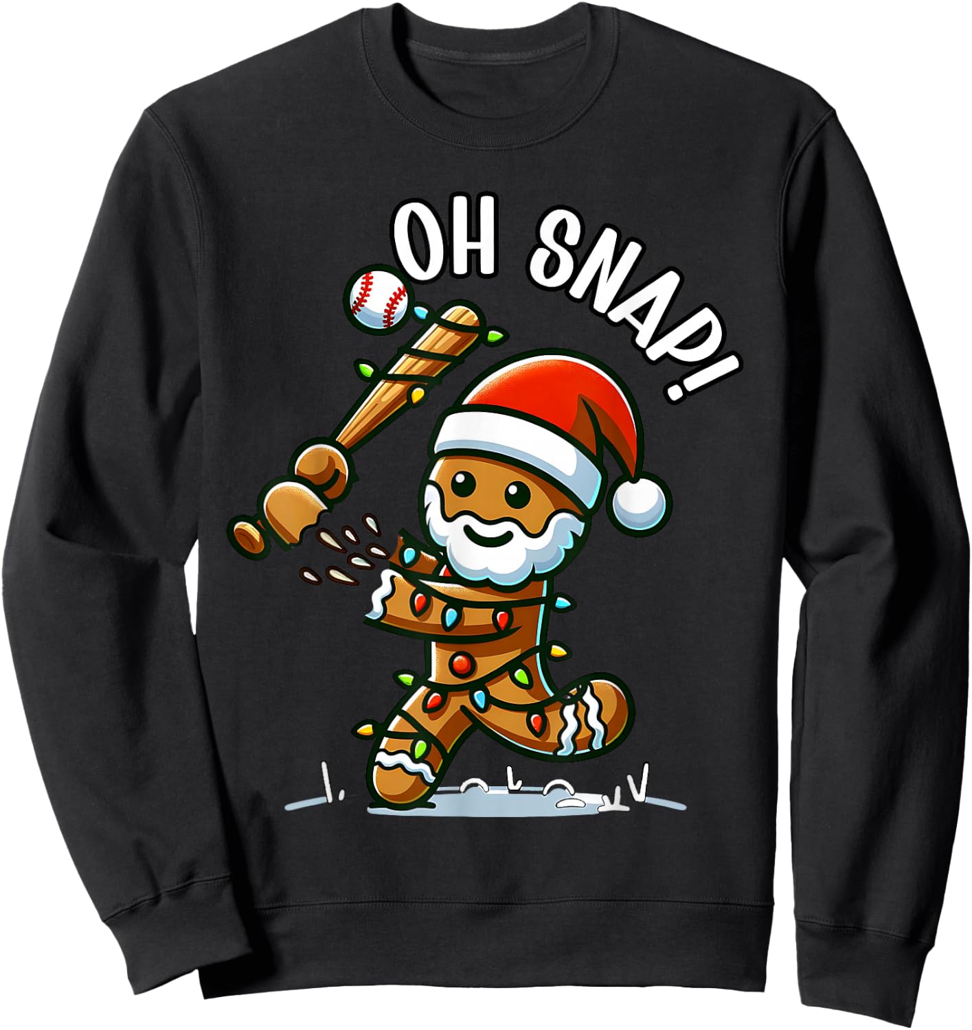 Oh Snap Gingerbreadman Christmas Baseball Sweatshirt - Sweatshirt | Black