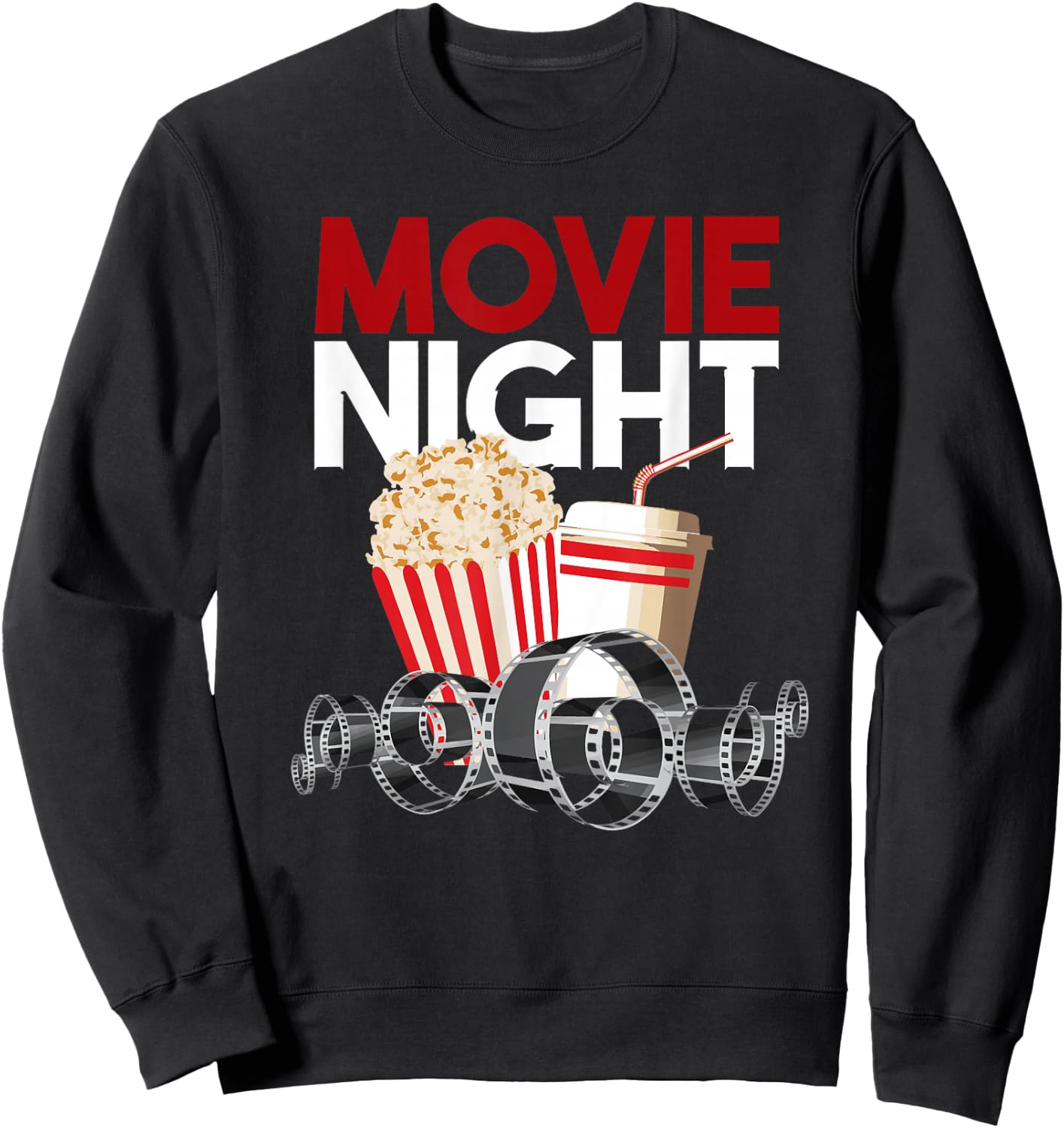 Movie Night Family Popcorn Apparel Gift Sweatshirt - Sweatshirt | Black