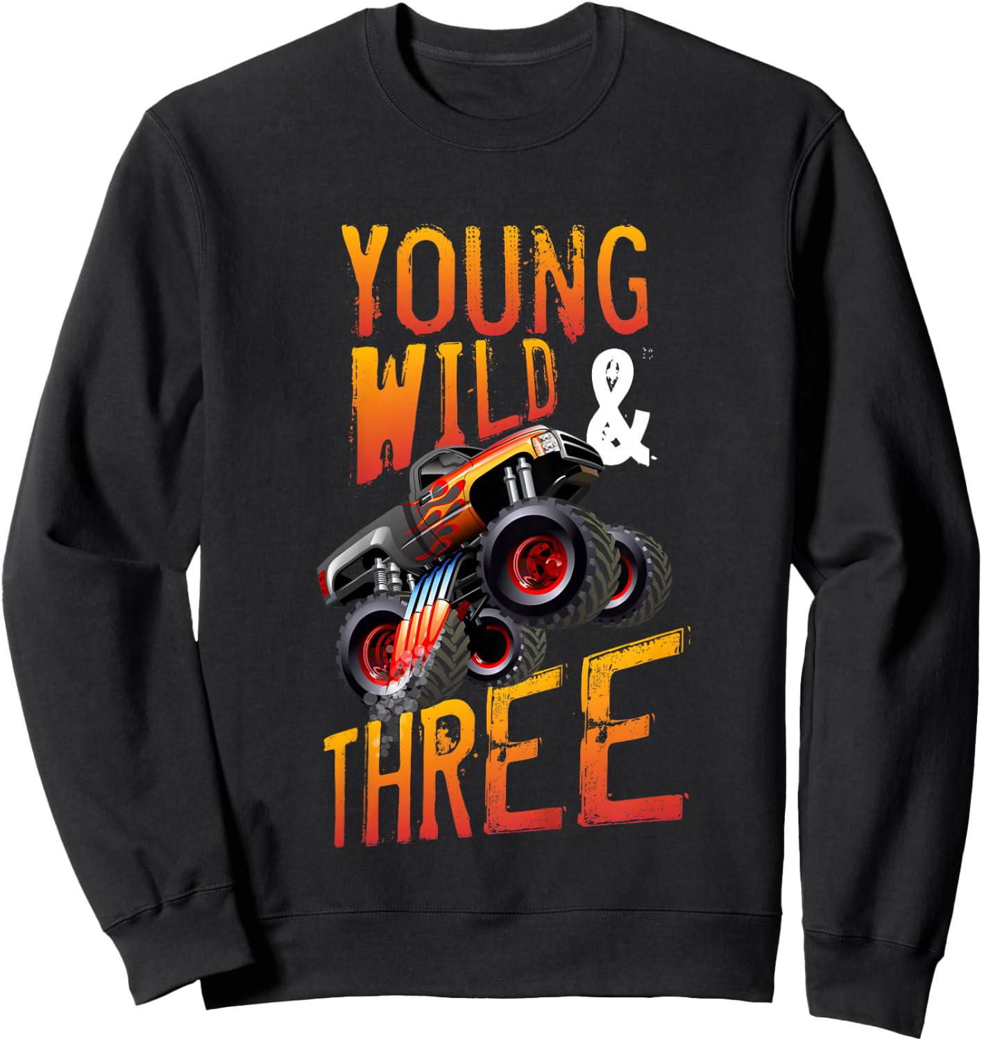 3rd Birthday Boy Monster Truck Rule JAM Three Years Sweatshirt - Sweatshirt | Black