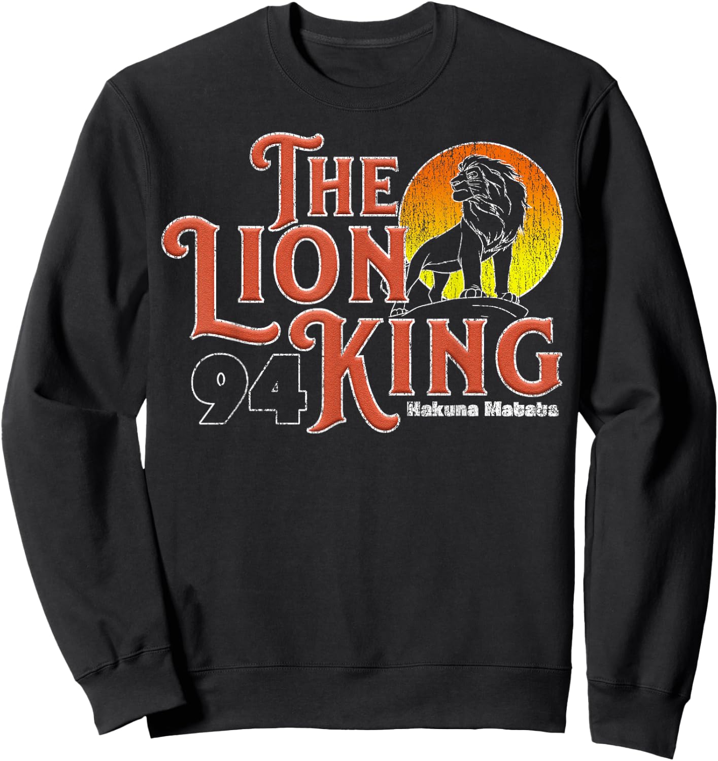 Disney Lion King Distressed 1994 Logo Graphic Sweatshirt - Sweatshirt | Black