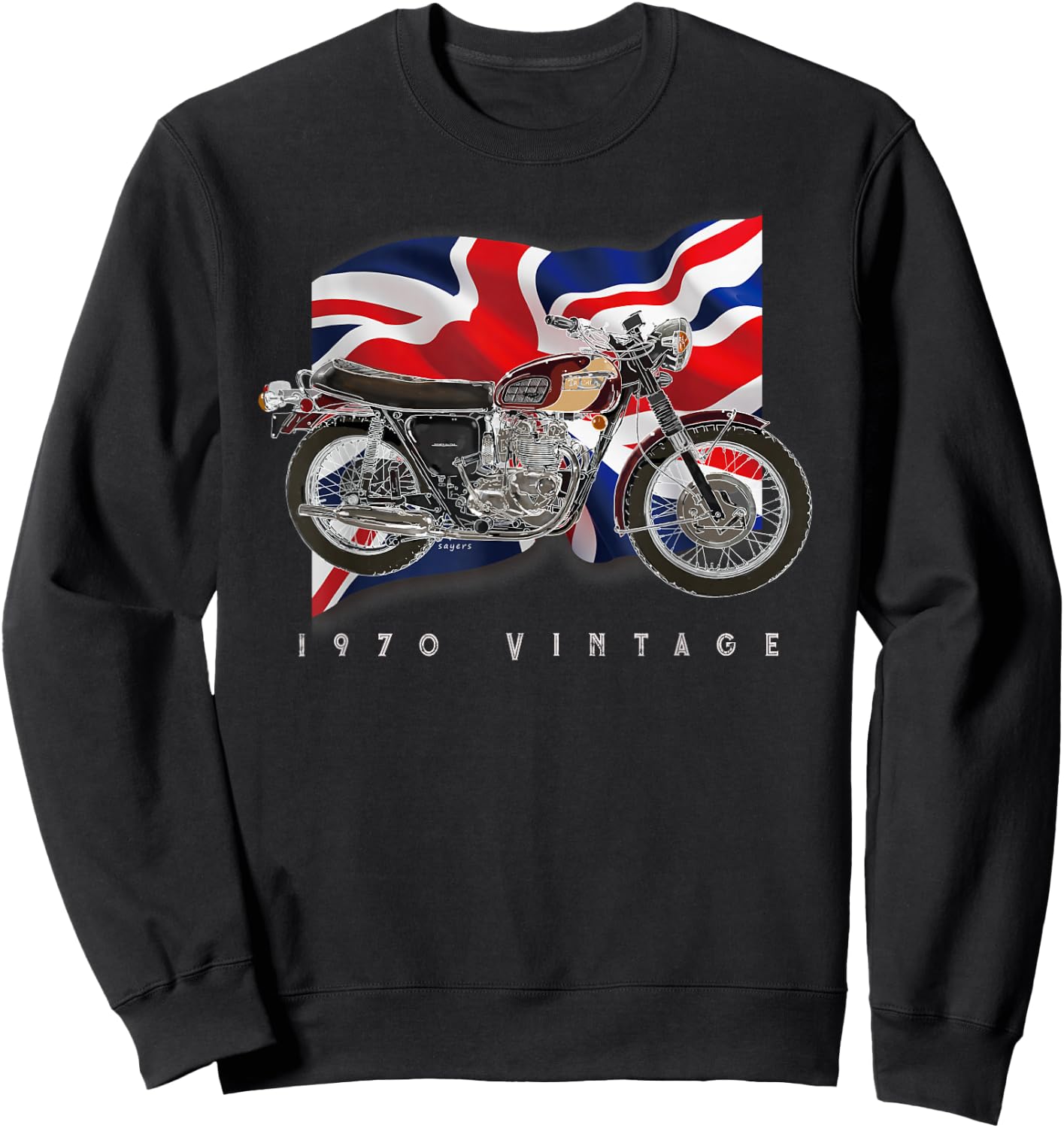 Vintage British Motorcycle Original Illustration T Shirt Sweatshirt - Sweatshirt | Black