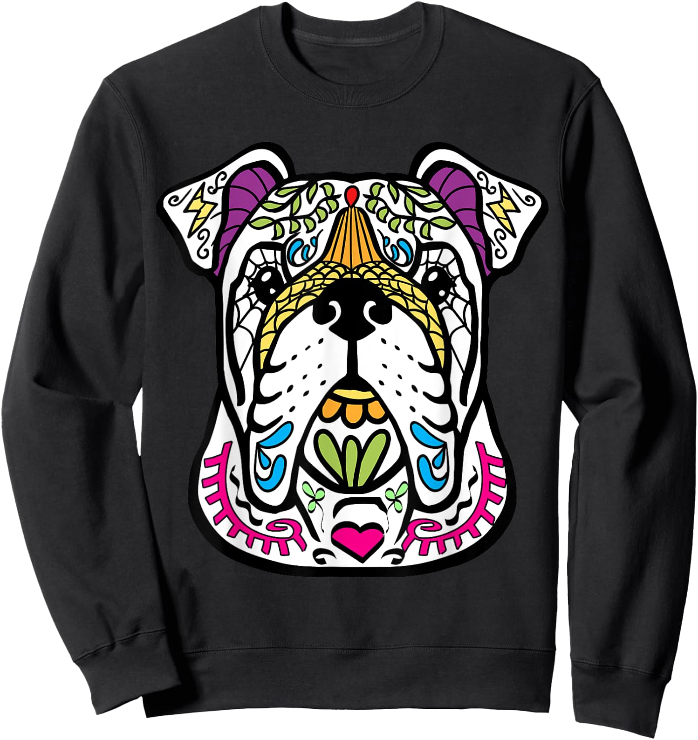English Bulldog - Day Of The Dead Sugar Skull Dog Shirt Gift Sweatshirt - Sweatshirt | Black