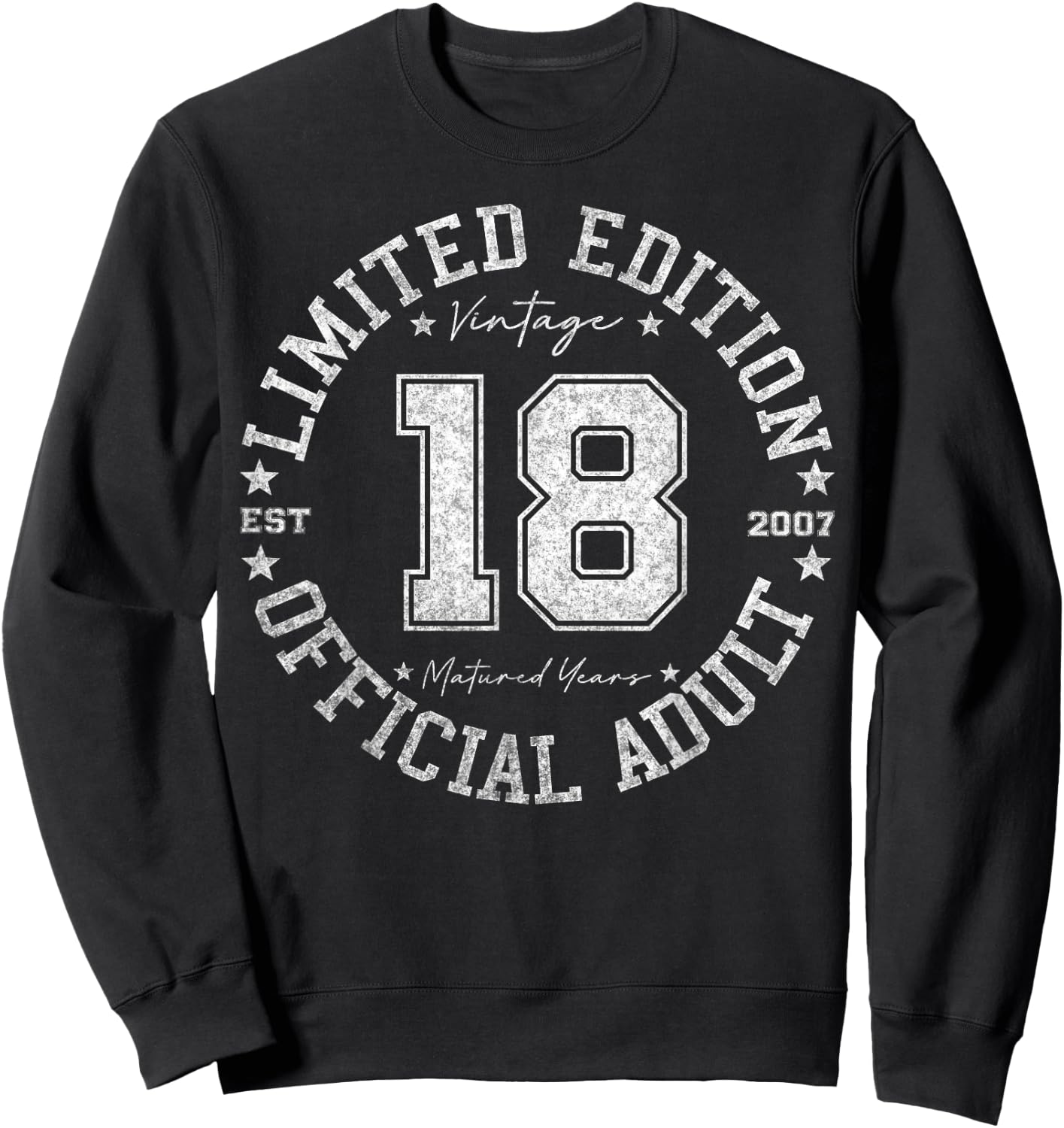Official Adult 18 Year Old Gifts Vintage 2007 18th Birthday Sweatshirt - Sweatshirt | Black