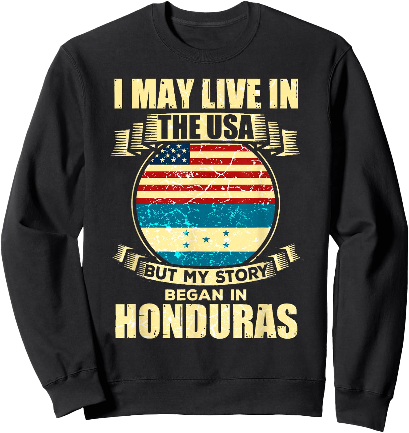 Home USA Honduras American Honduran Flag Sweatshirt - Sweatshirt | Black