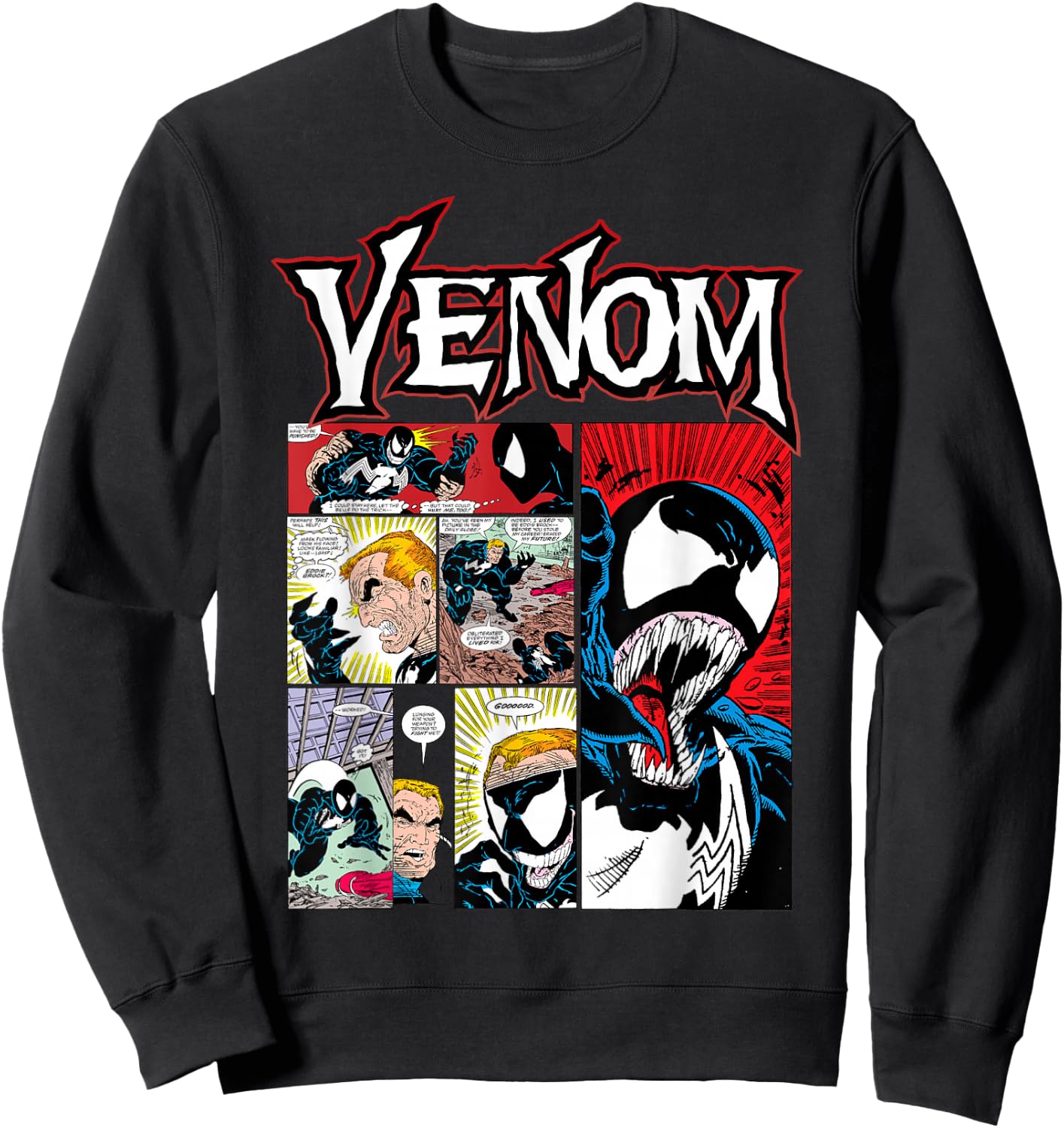 Marvel Venom Classic Retro Comic Panel Art Intro Sweatshirt - Sweatshirt | Black