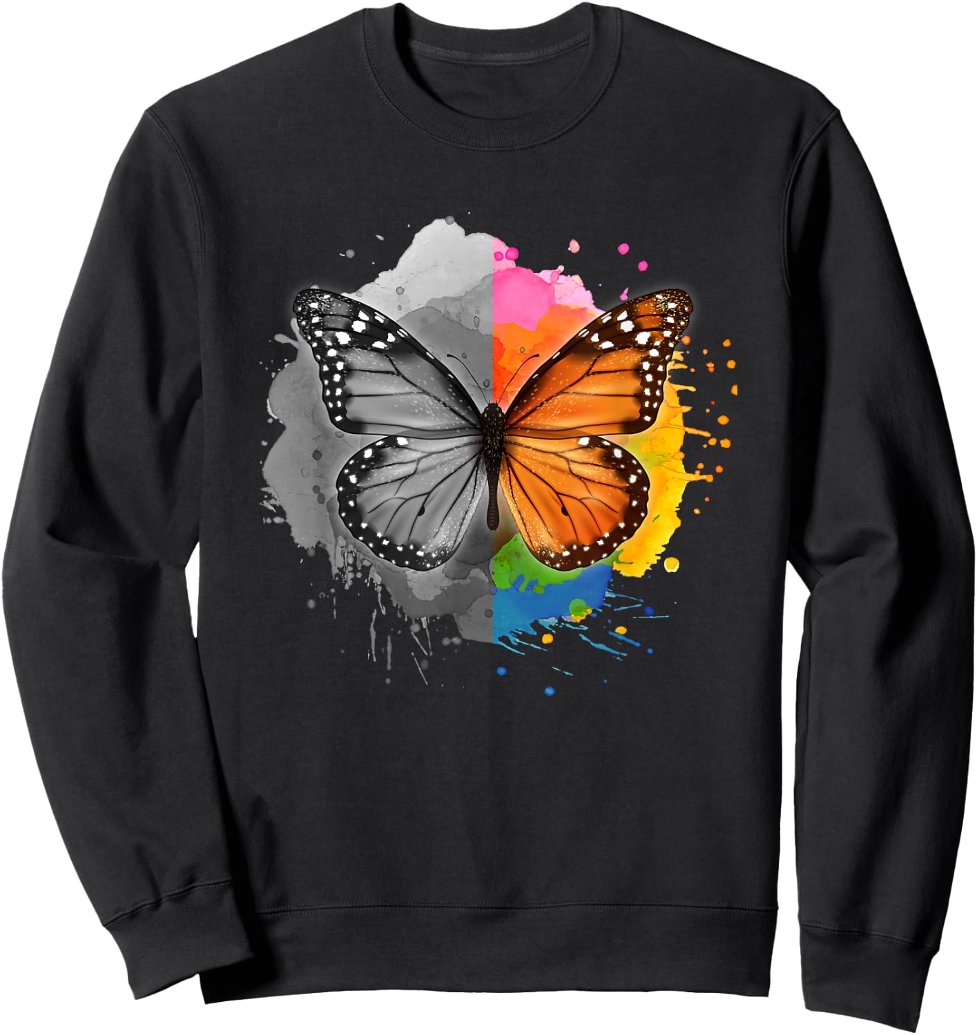 Milkweed Monarch Butterfly Bipolar Disorder Support Sweatshirt - Sweatshirt | Black