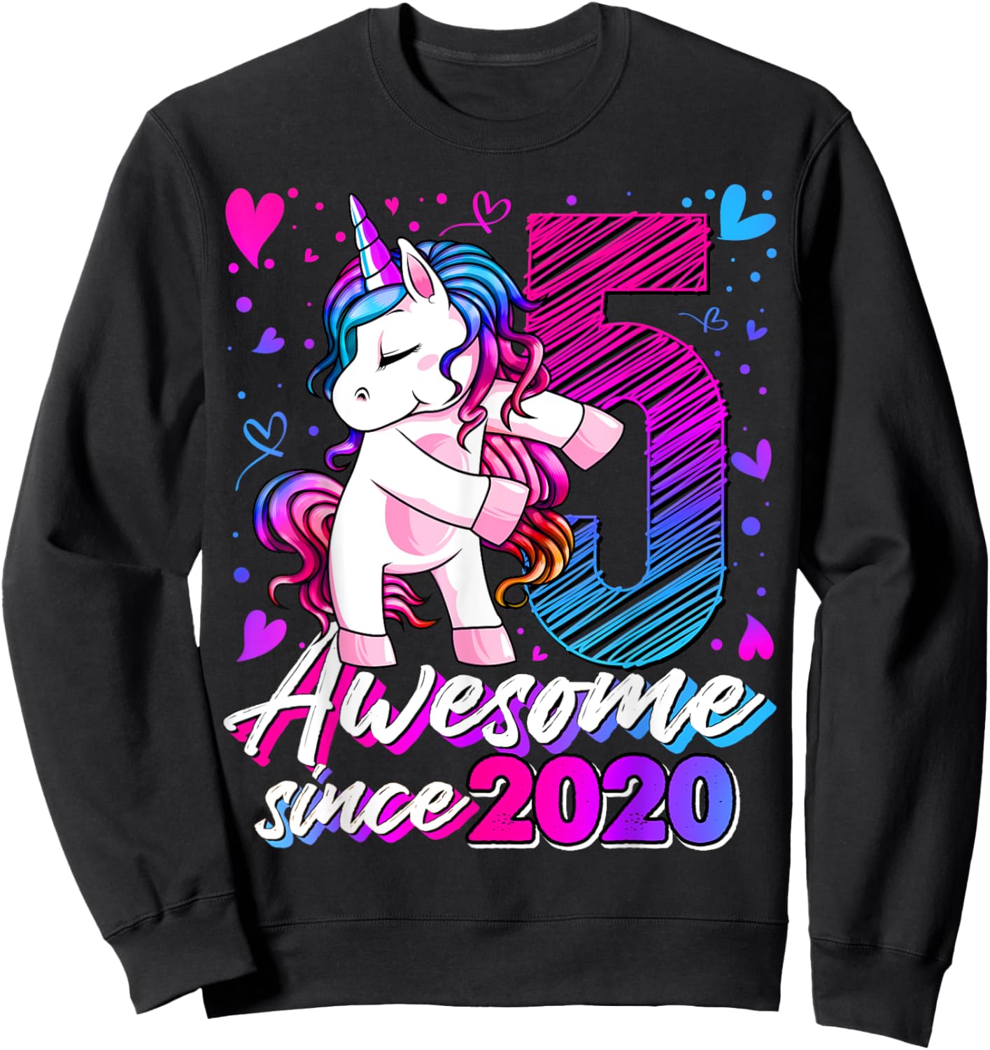 5 Year Old Unicorn Gifts For Girls 5th Birthday Girl Party Sweatshirt - Sweatshirt | Black