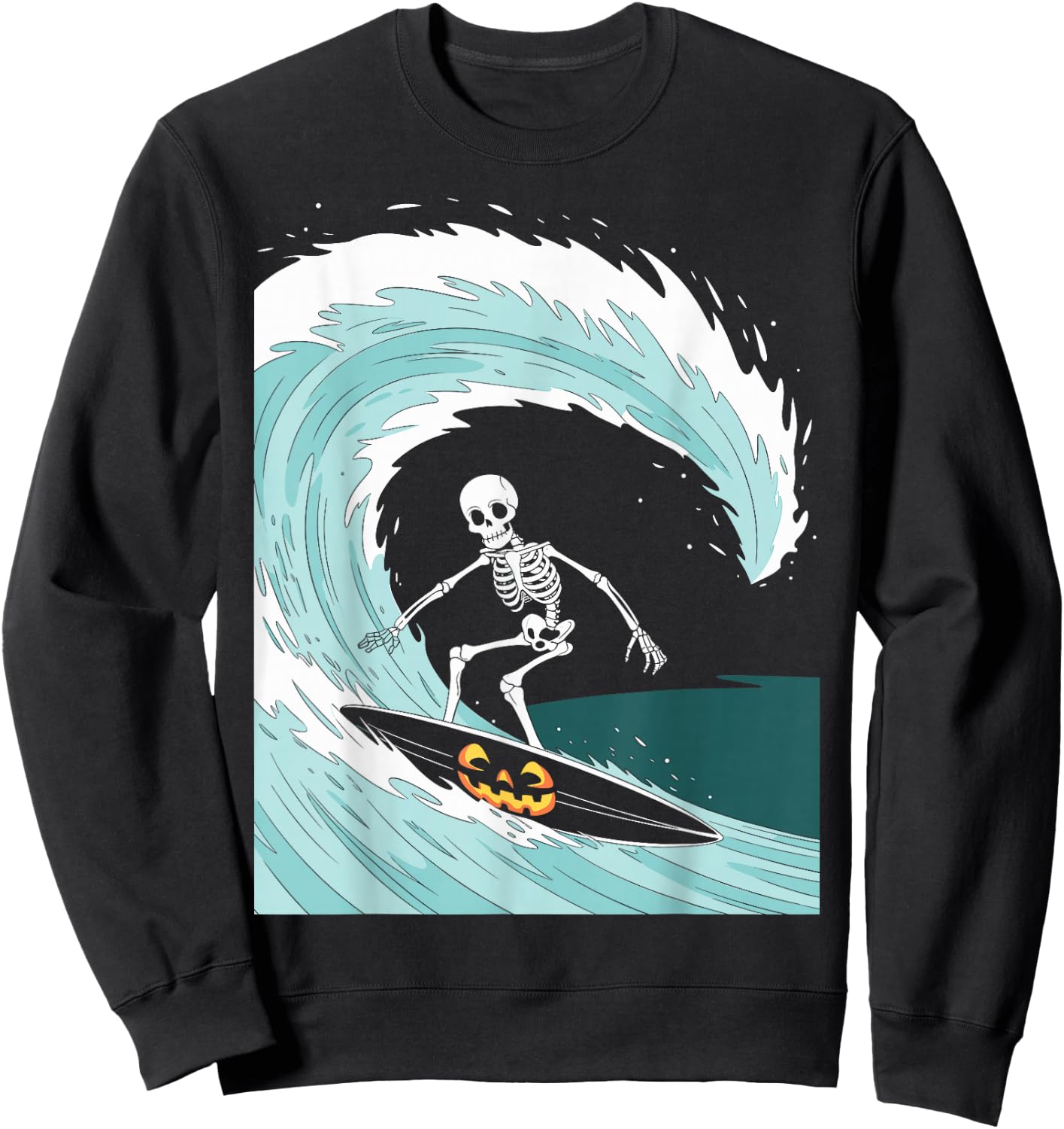Funny Skeleton Surfing Lovers Spooky Halloween Surfer Ghosts Sweatshirt - Sweatshirt | Black
