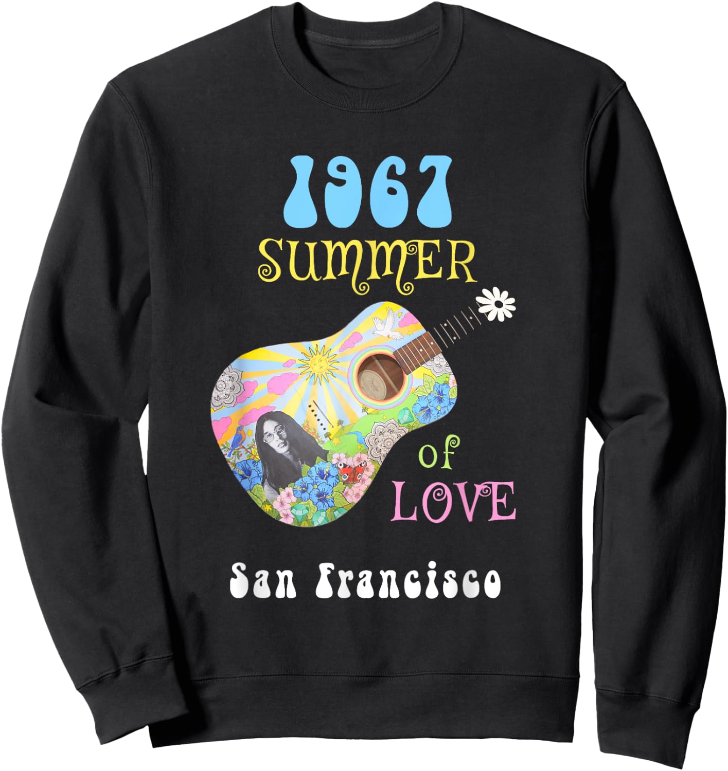 1967 Summer of Love San Francisco Hippie Men Women Sweatshirt - Sweatshirt | Black
