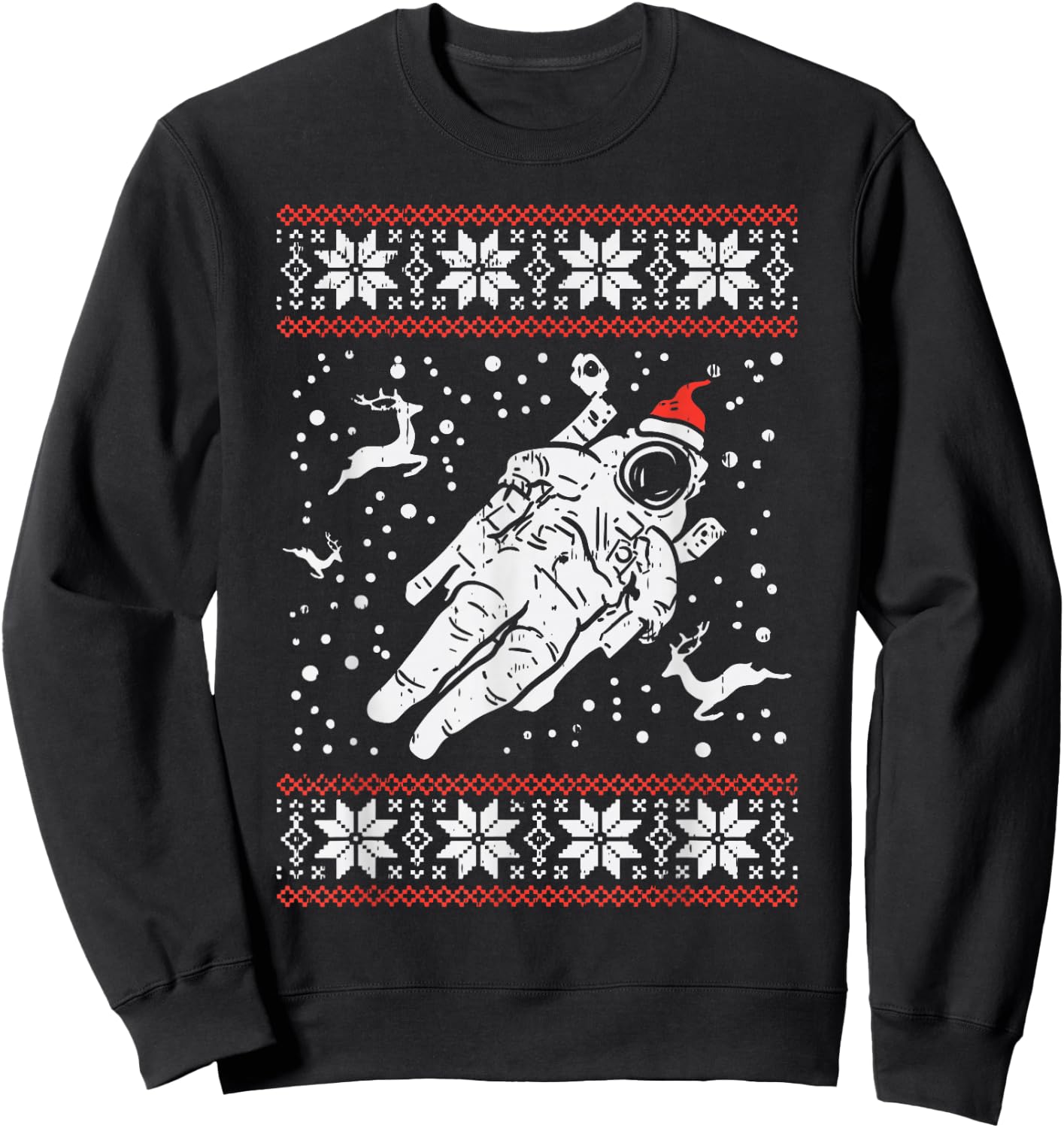 Astronaut Ugly Christmas Sweater Xmas Space Lover Boys PJ Sweatshirt - Sweatshirt | Black