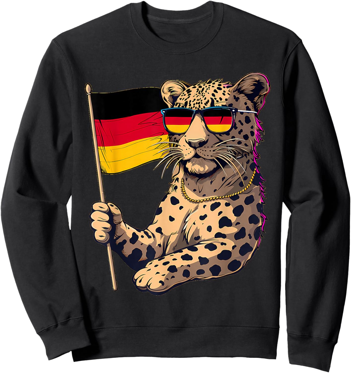 Deutschland Leopard German Pride Germany Flag Sweatshirt - Sweatshirt | Black