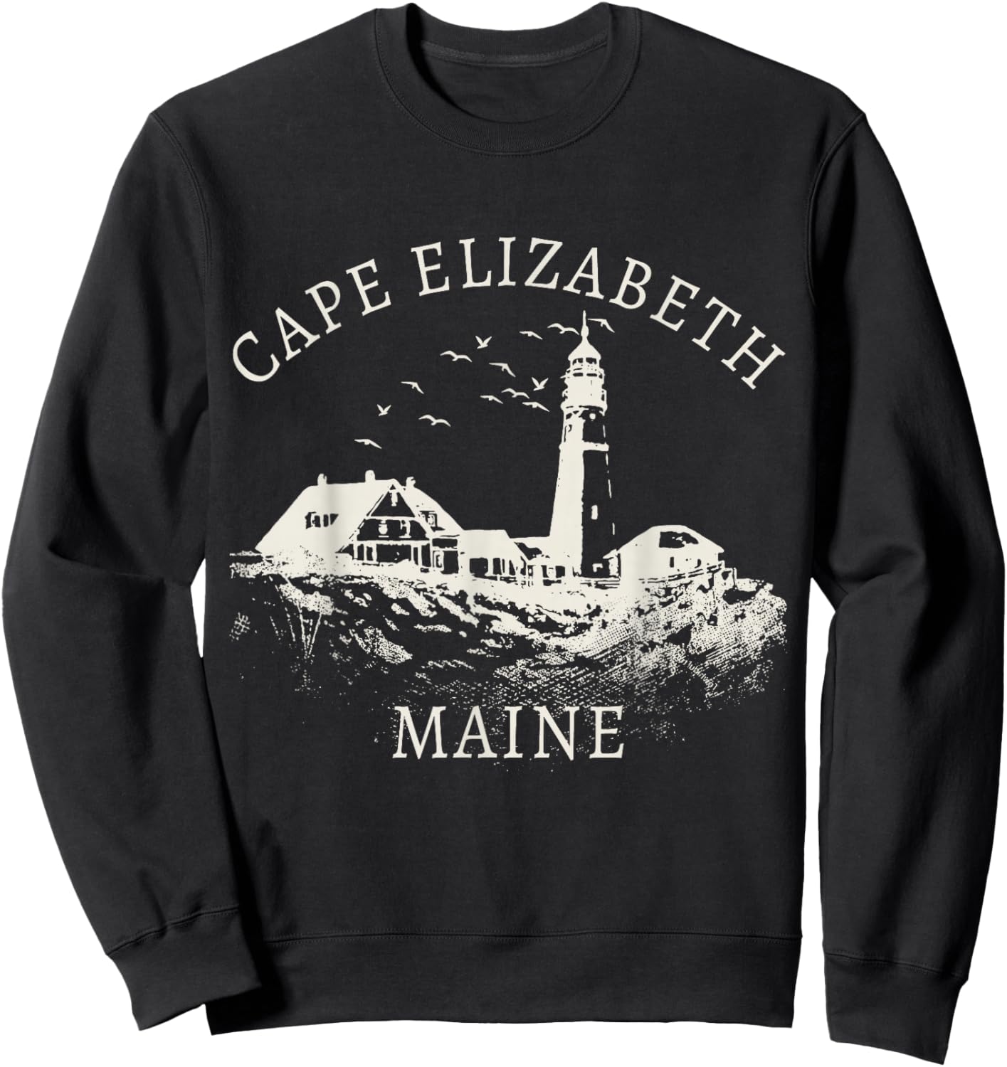 Cape Elizabeth Maine Vintage Pride Sweatshirt - Sweatshirt | Black