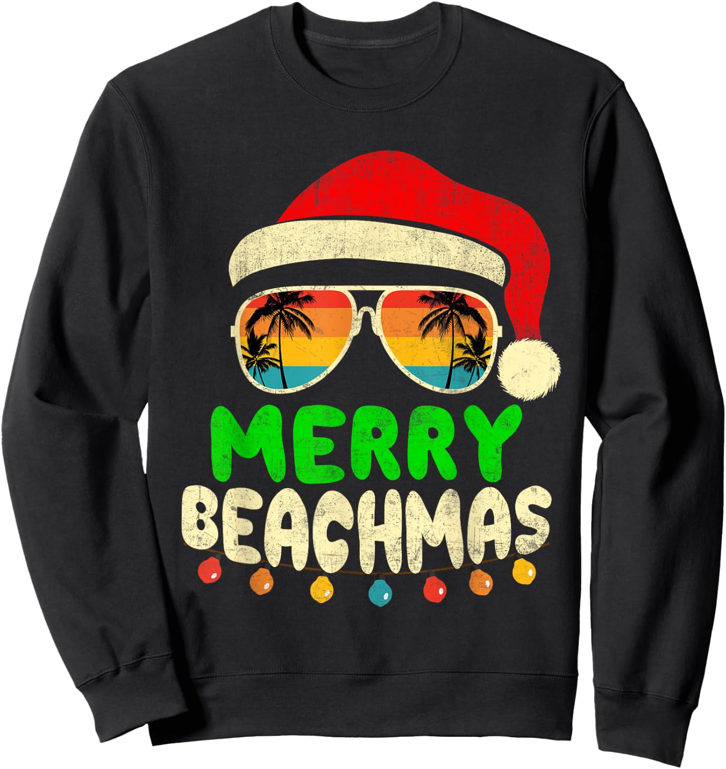 Merry Beachmas Tropical Christmas Hawaii Smile Beach Sweatshirt - Sweatshirt | Black