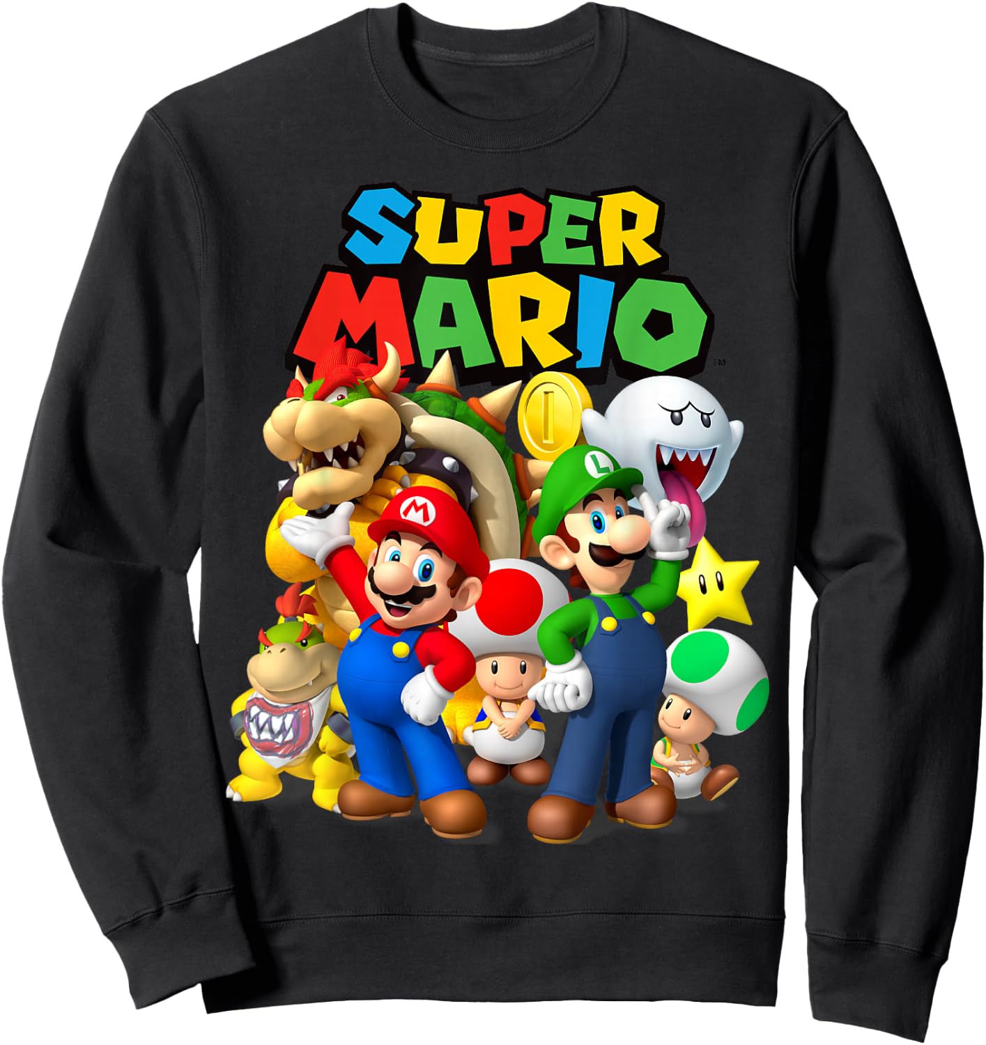 Super Mario Classic Group Shot Sweatshirt - Sweatshirt | Black